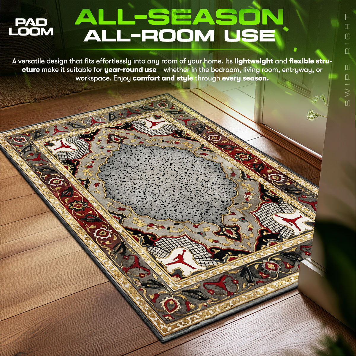 Jordan Cement Persian Sneaker Room Decor fan rug — premium quality print