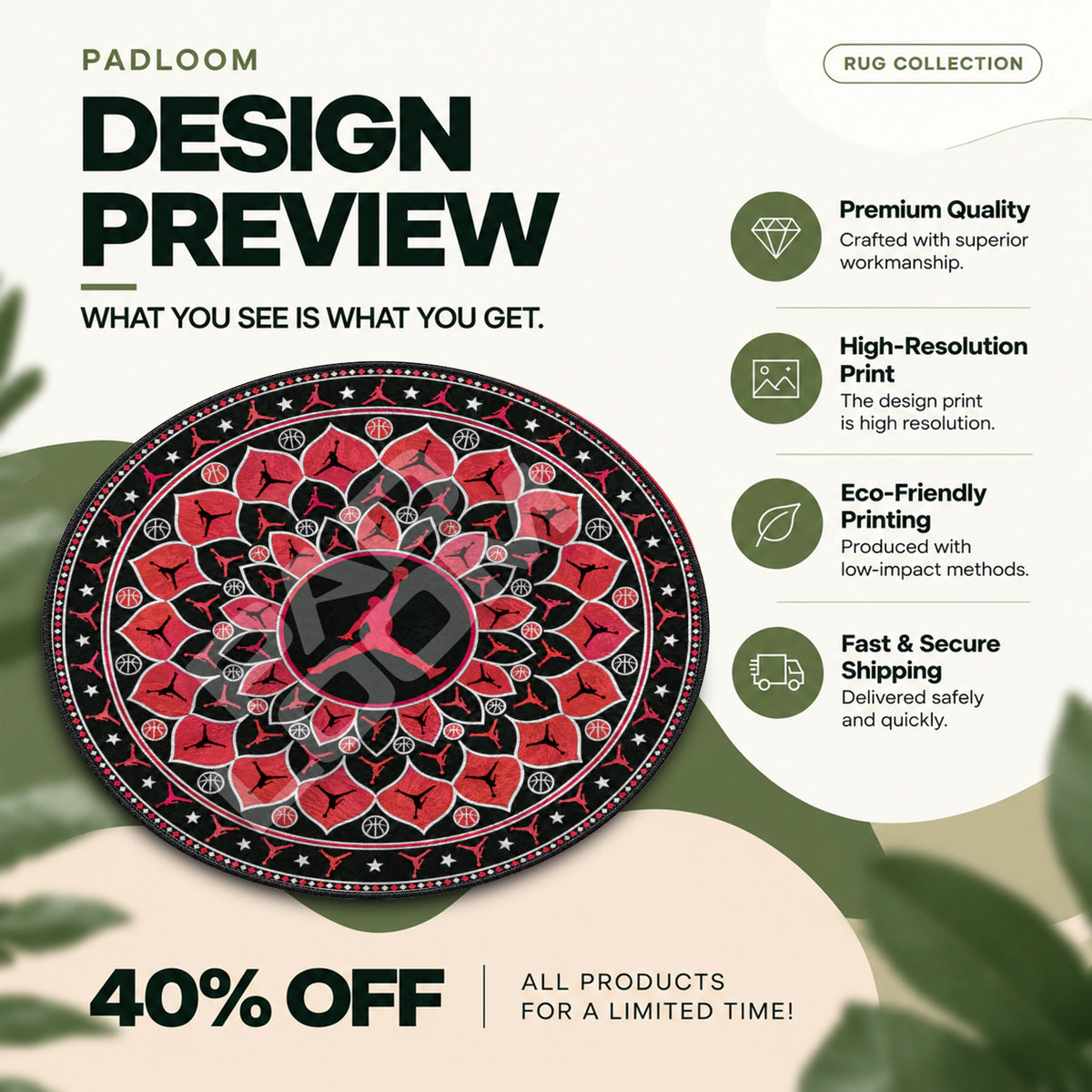 Jordan Mandala hypebeast round rug full design preview