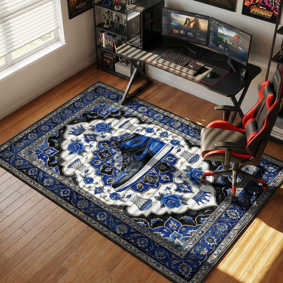Jordan Royal 1 Rug - Blue Floral Sneaker Floor Mat