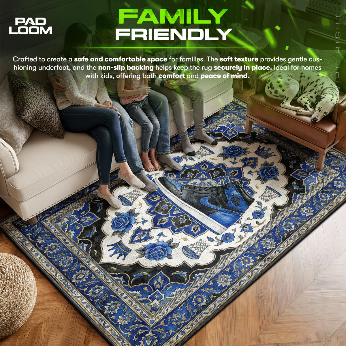 Jordan Royal 1 Rug - Blue Floral Sneaker Floor Mat