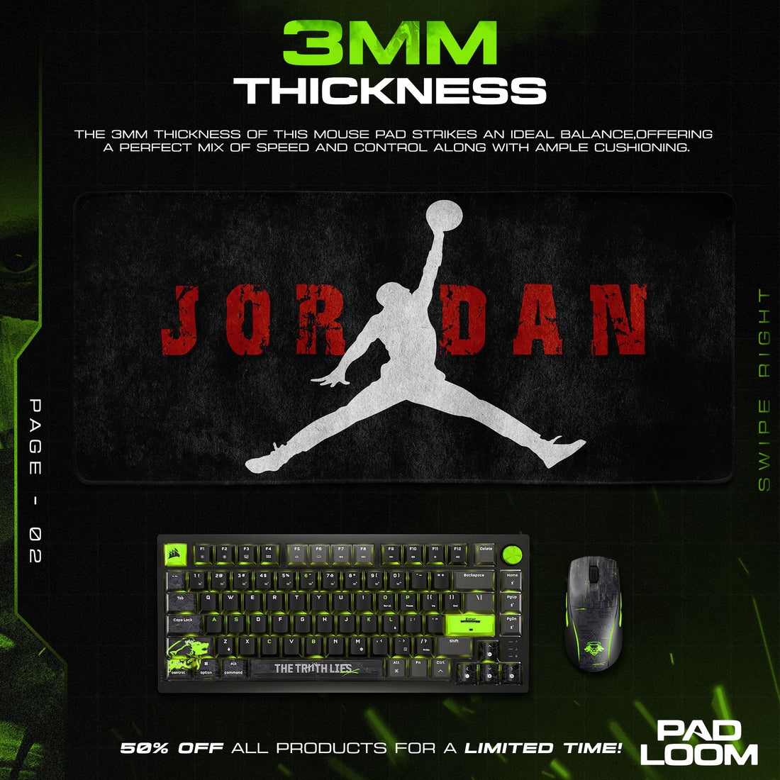 Jordan Silhouette Mouse Pad, Basketball Gamer Desk Mat