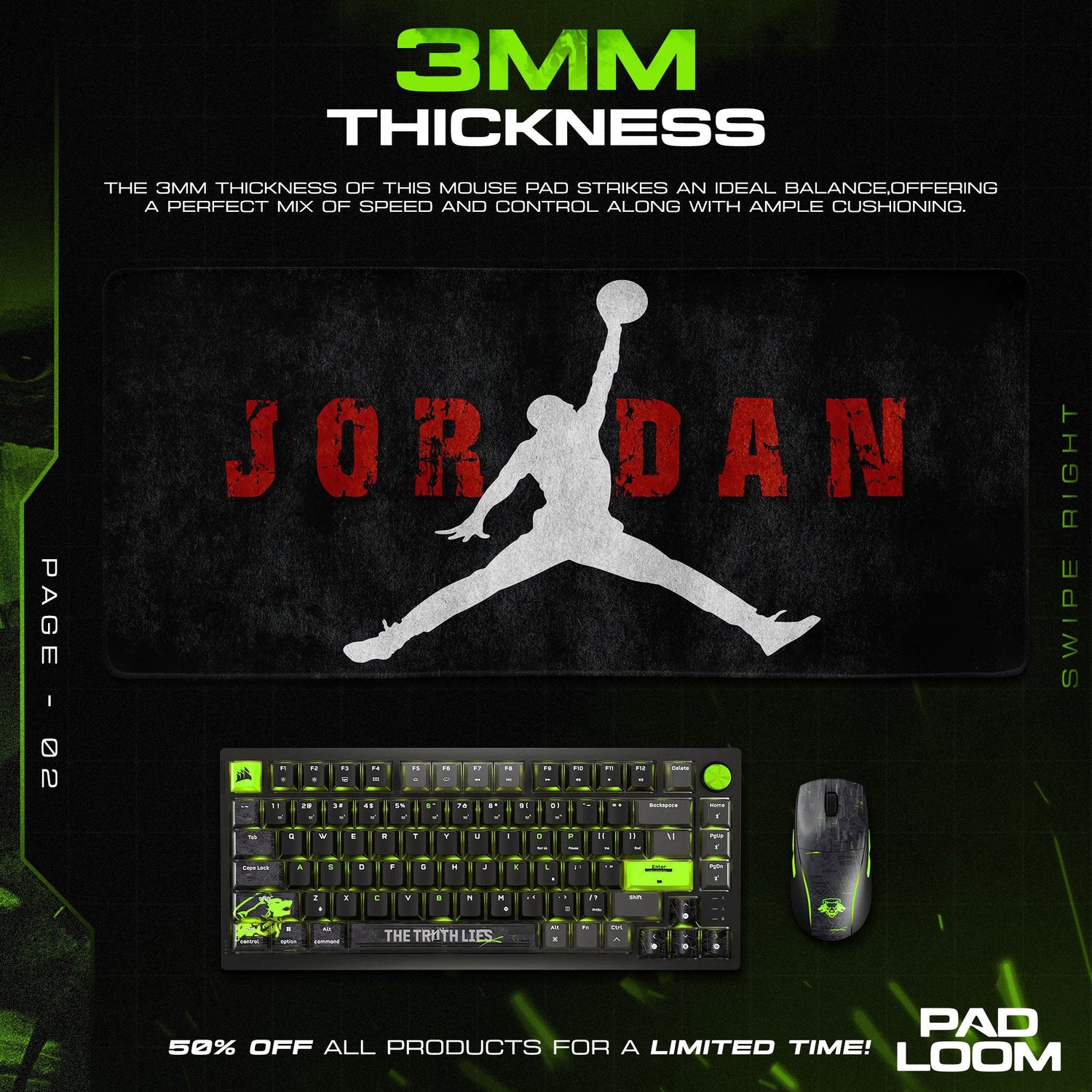Jordan Silhouette Mouse Pad, Basketball Gamer Desk Mat Padloom