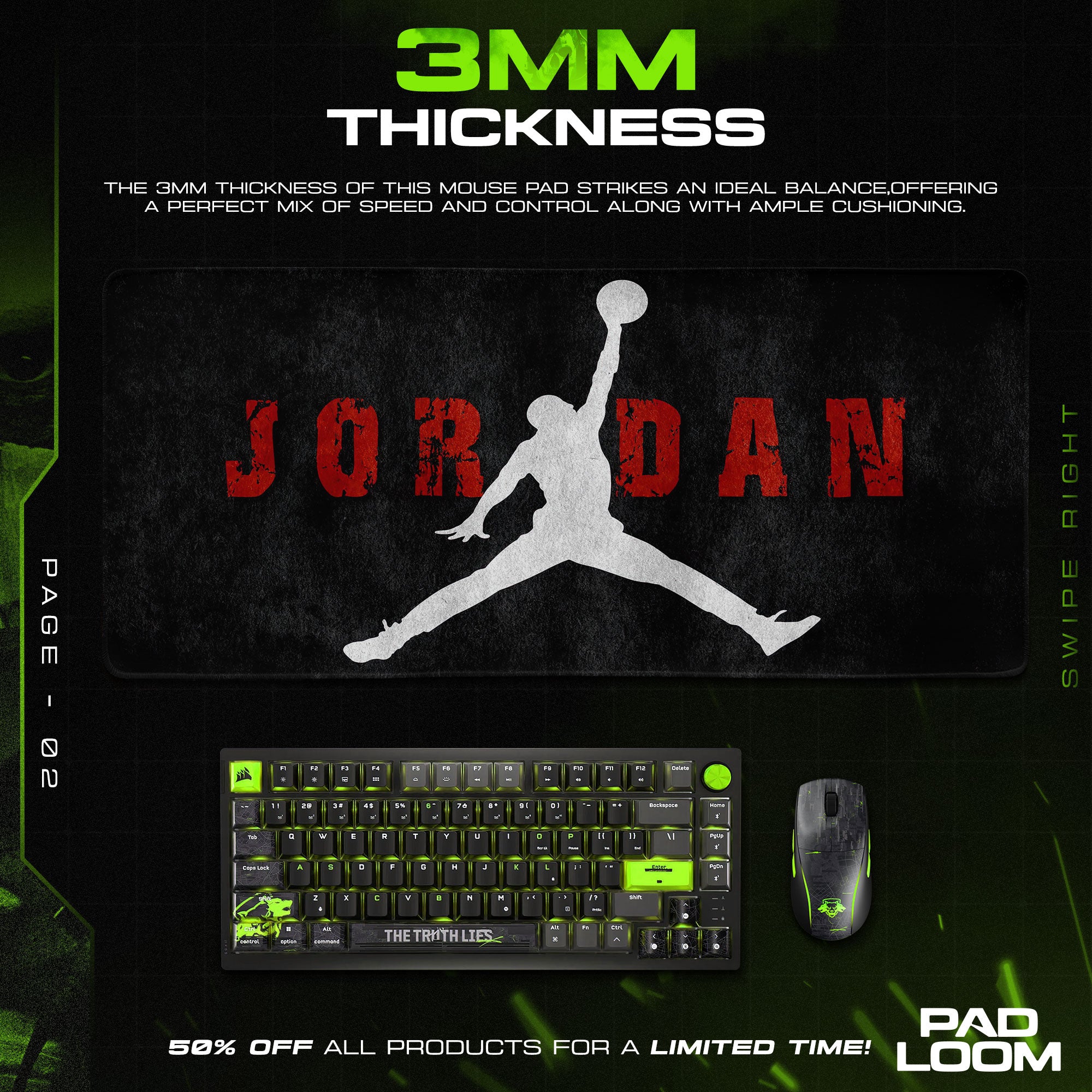 Jordan Silhouette Mouse Pad, Basketball Gamer Desk Mat