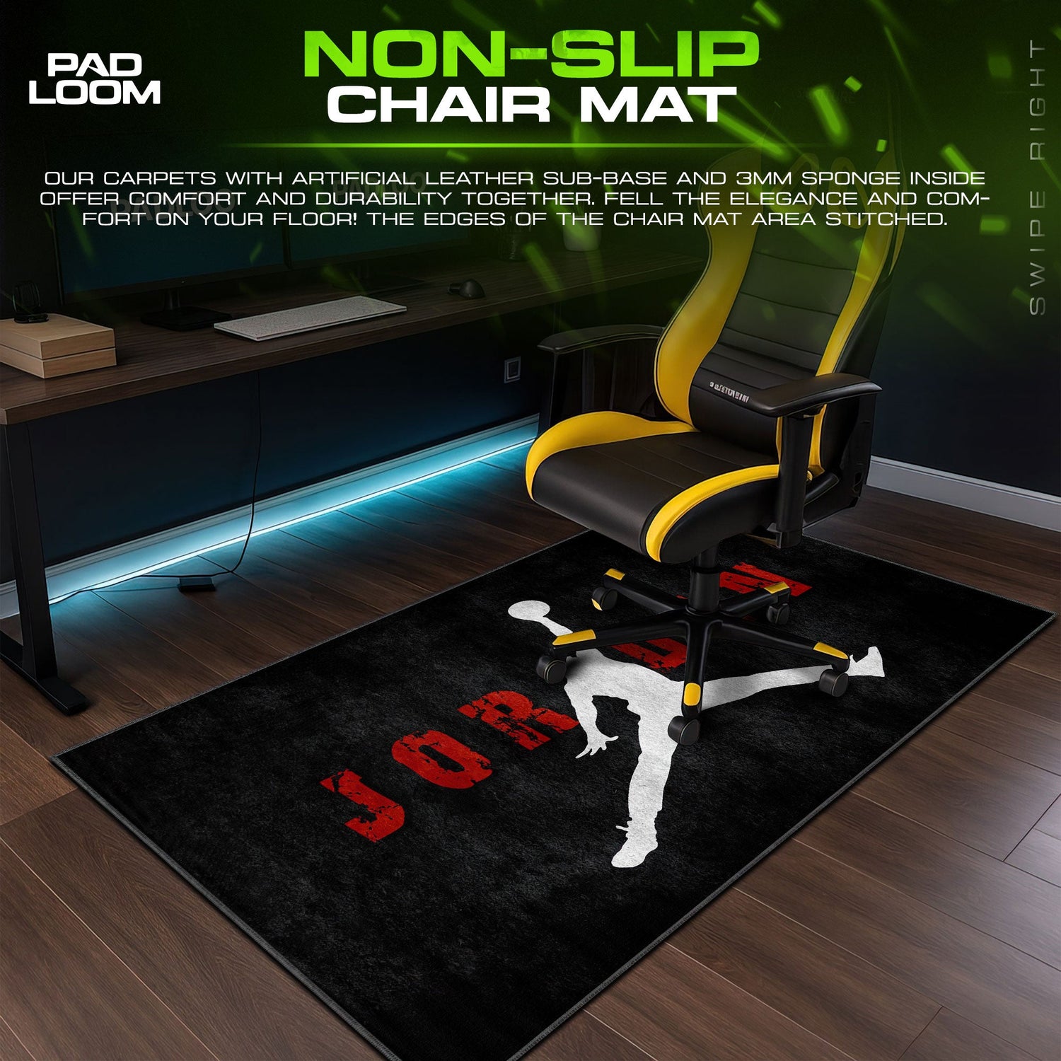 Jordan Silhouette Mouse Pad, Basketball Gamer Desk Mat Padloom