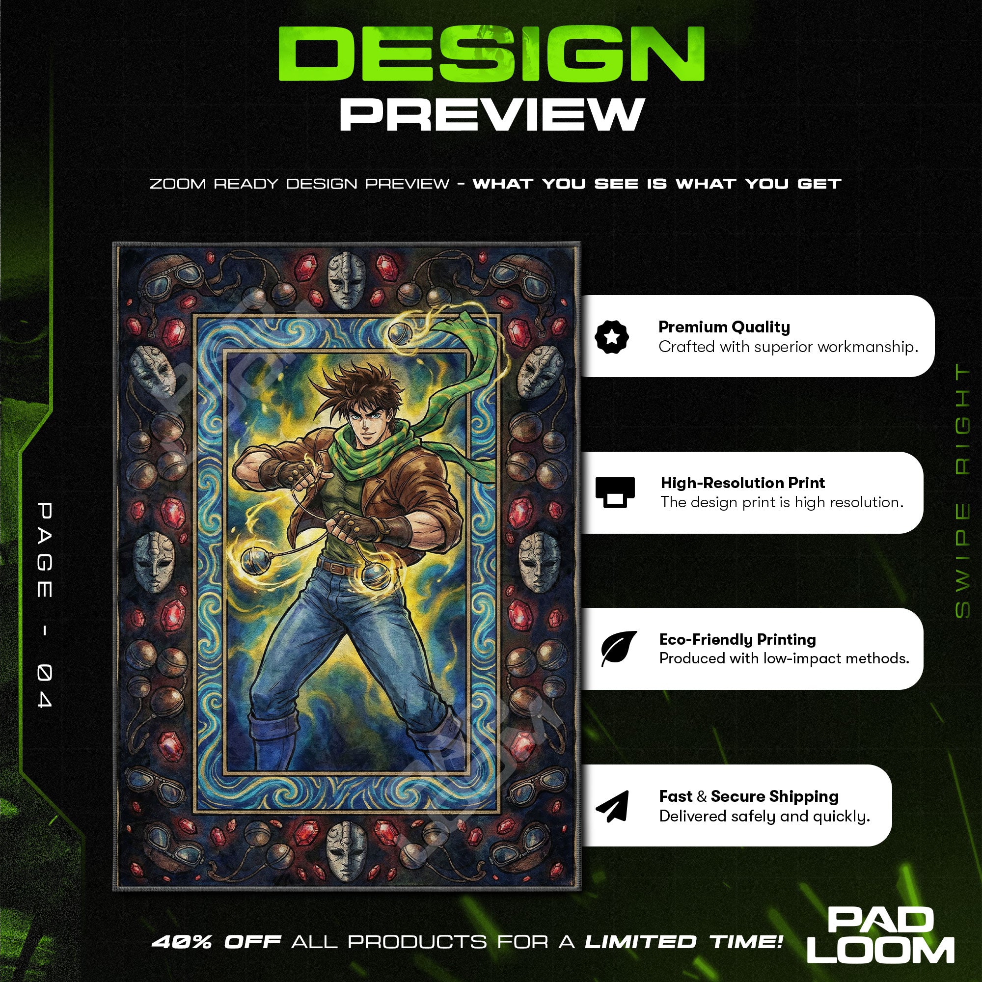 Joseph Joestar Clacker Volley Rug - JoJo's Chair Mat