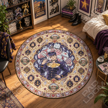 Josuke Crystal JoJo round rug on a bedroom floor - JoJo chair mat