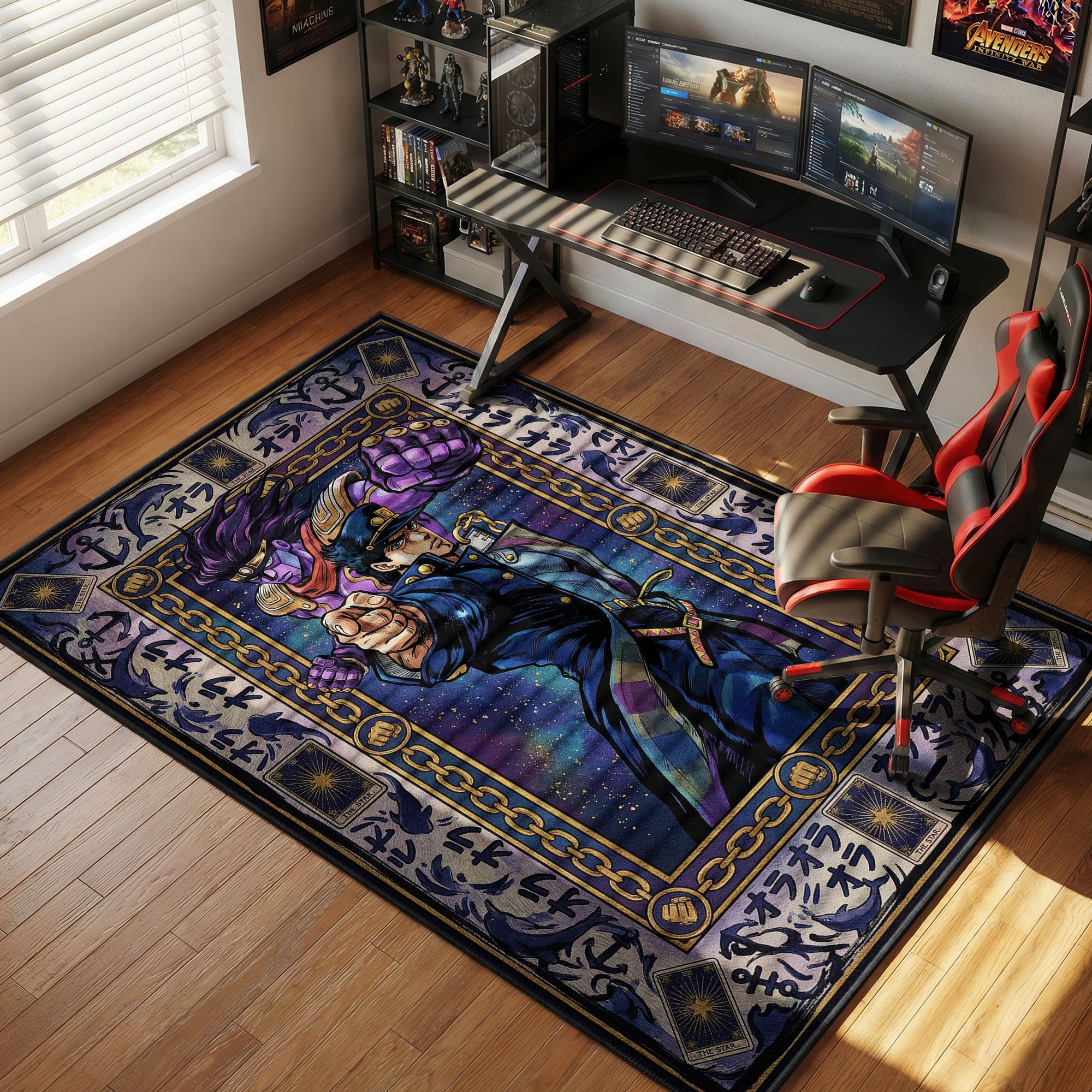 Jotaro Kujo Star Platinum Ora JoJo's Chair rug — main product view