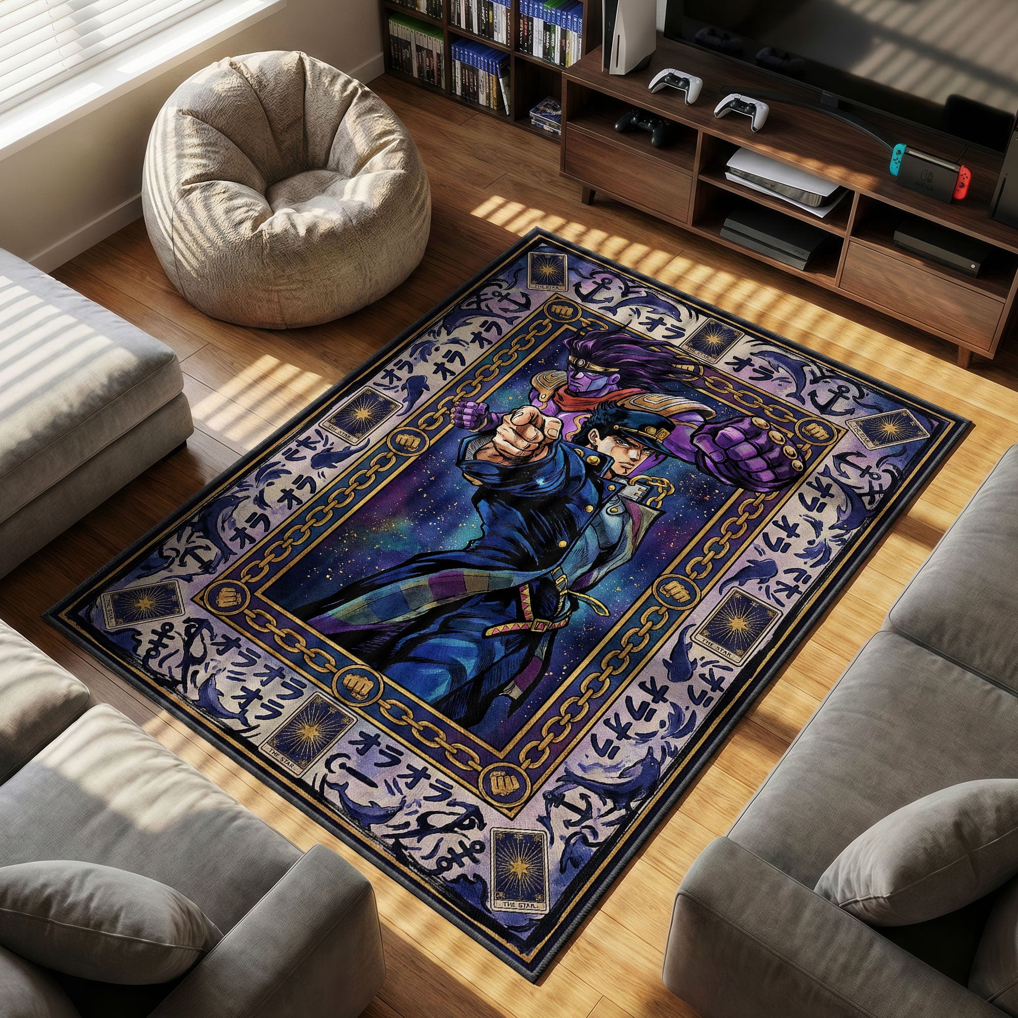 Jotaro Kujo themed area rug for home decor fans