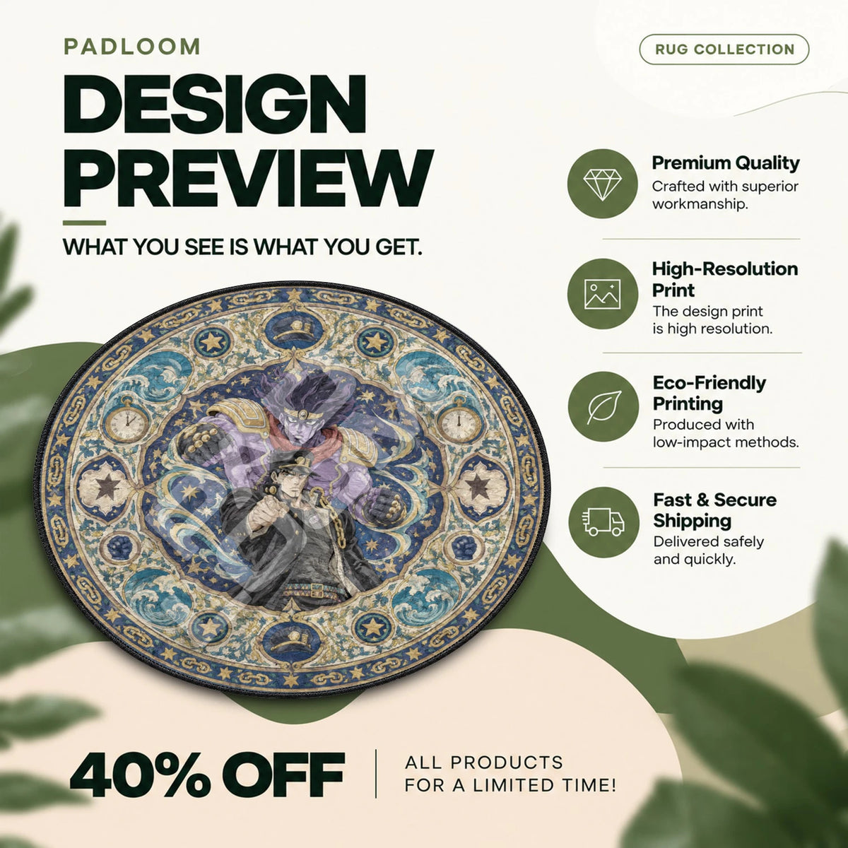 Jotaro Pointing JoJo round rug full design preview