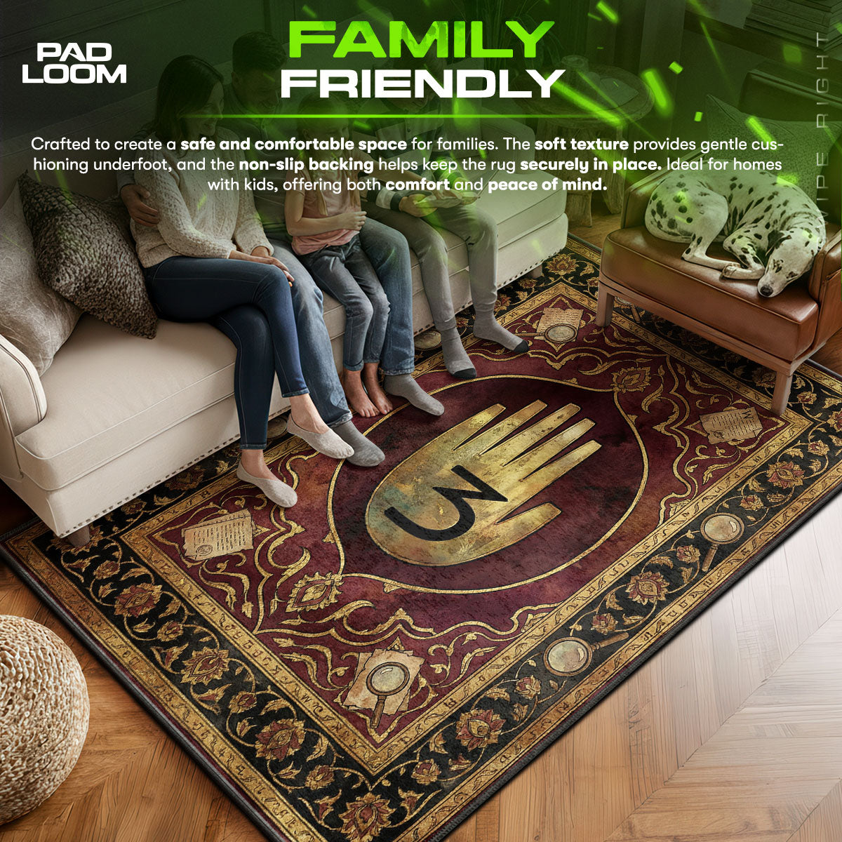 Area character design printed on rug