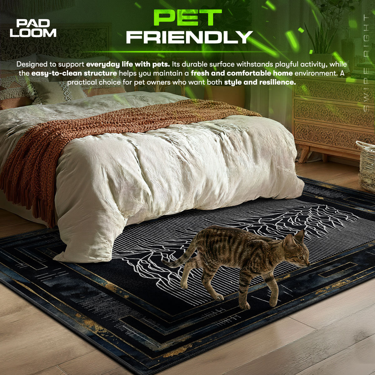 Joy Division Unknown Pleasures Post Punk Area rug — main product view