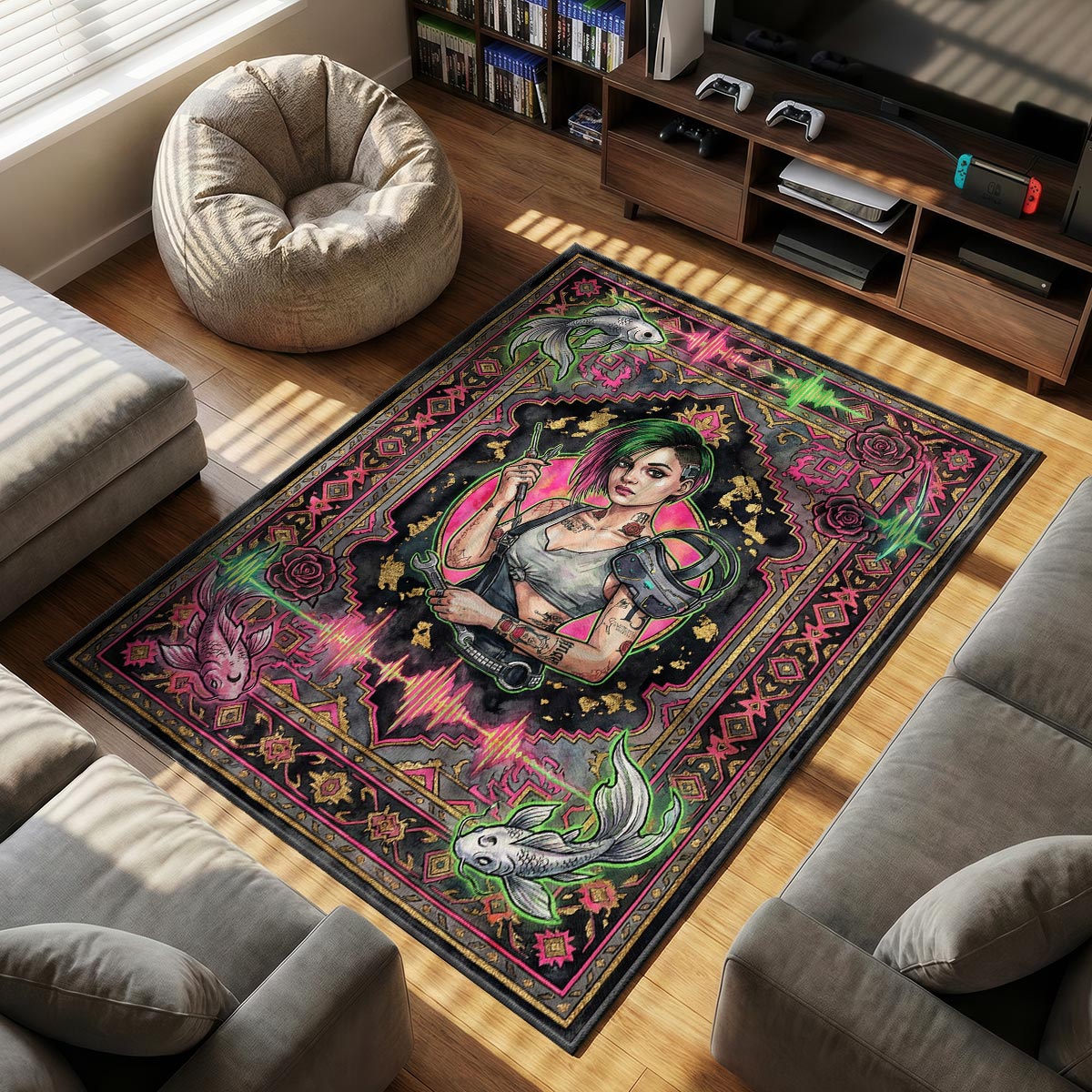 Judy Alvarez Braindance Teppich - Cyberpunk 2077 Stuhlunterlage