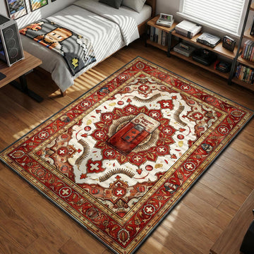 Jugger-Nog Perk-a-Cola machine with red crosses and ammo belts illustration gaming area rug and floor mat