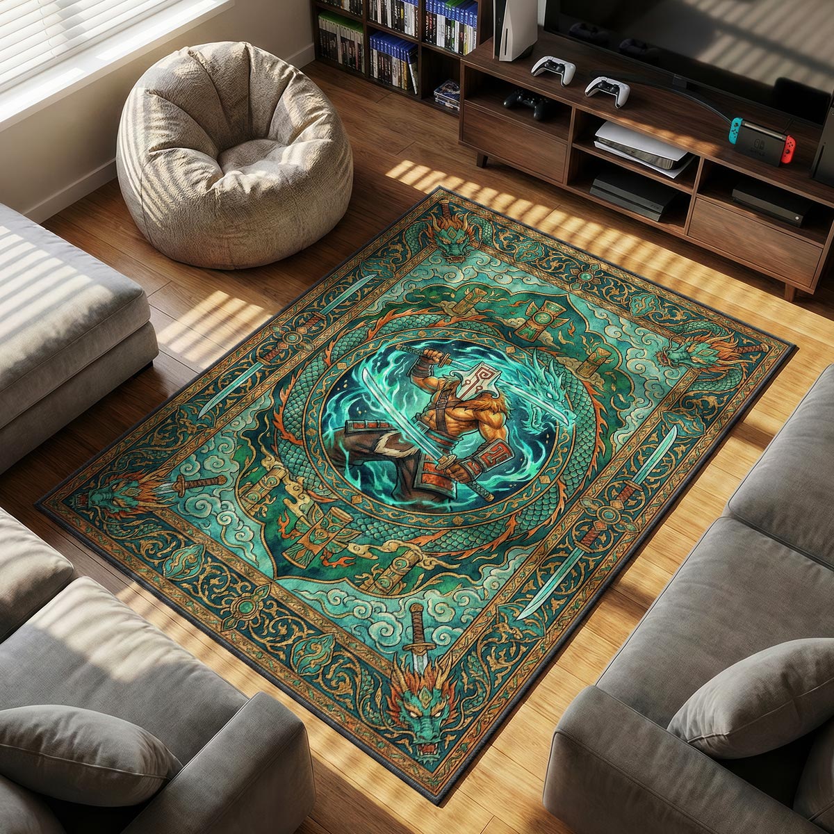 Juggernaut Dragon Blade Rug - Dota 2 Chair Mat