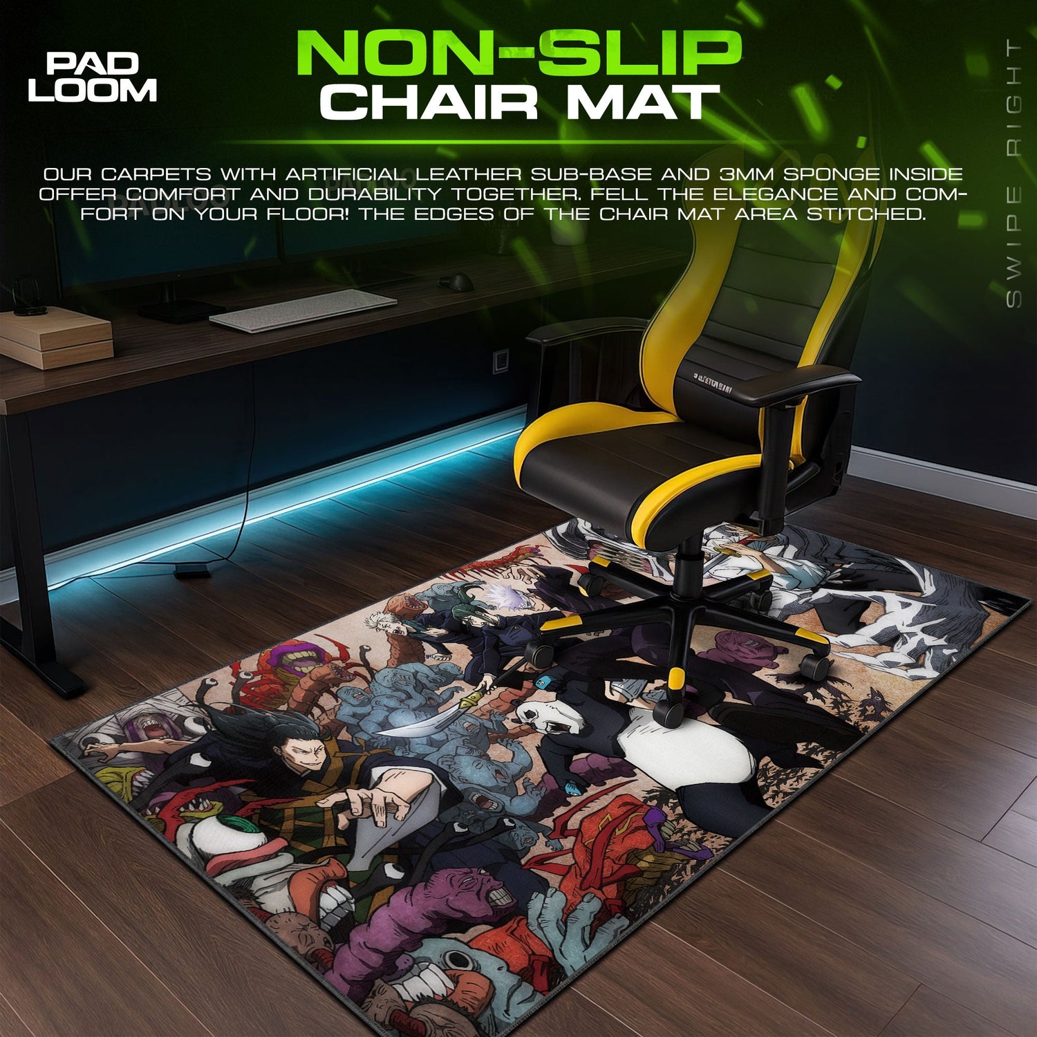 Jujutsu Kaisen Battle Squad Mouse Pad, Anime Gaming Desk Mat Padloom