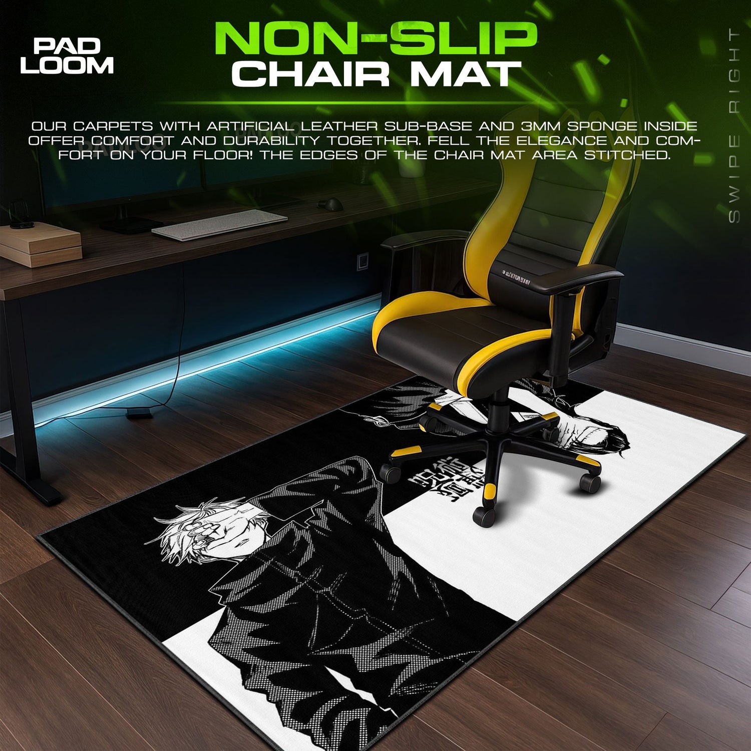 Jujutsu Kaisen Black White Duo Mouse Pad, Anime Gaming Desk Mat Padloom