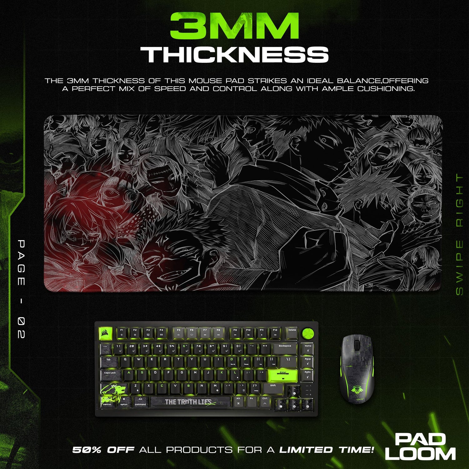 Jujutsu Kaisen Cursed Faces Mouse Pad, Anime Gaming Desk Mat Padloom