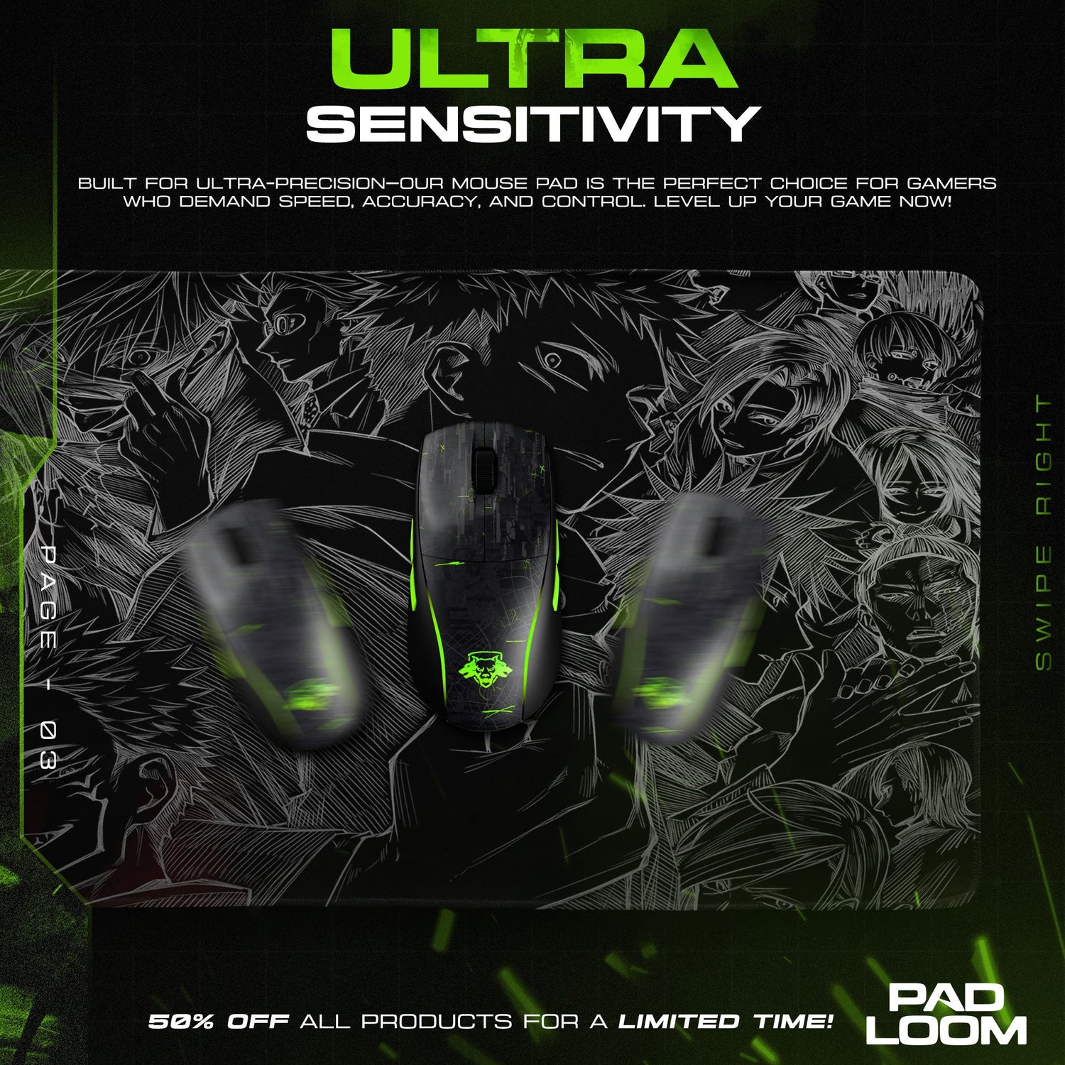 Jujutsu Kaisen Cursed Faces Mouse Pad, Anime Gaming Desk Mat Padloom