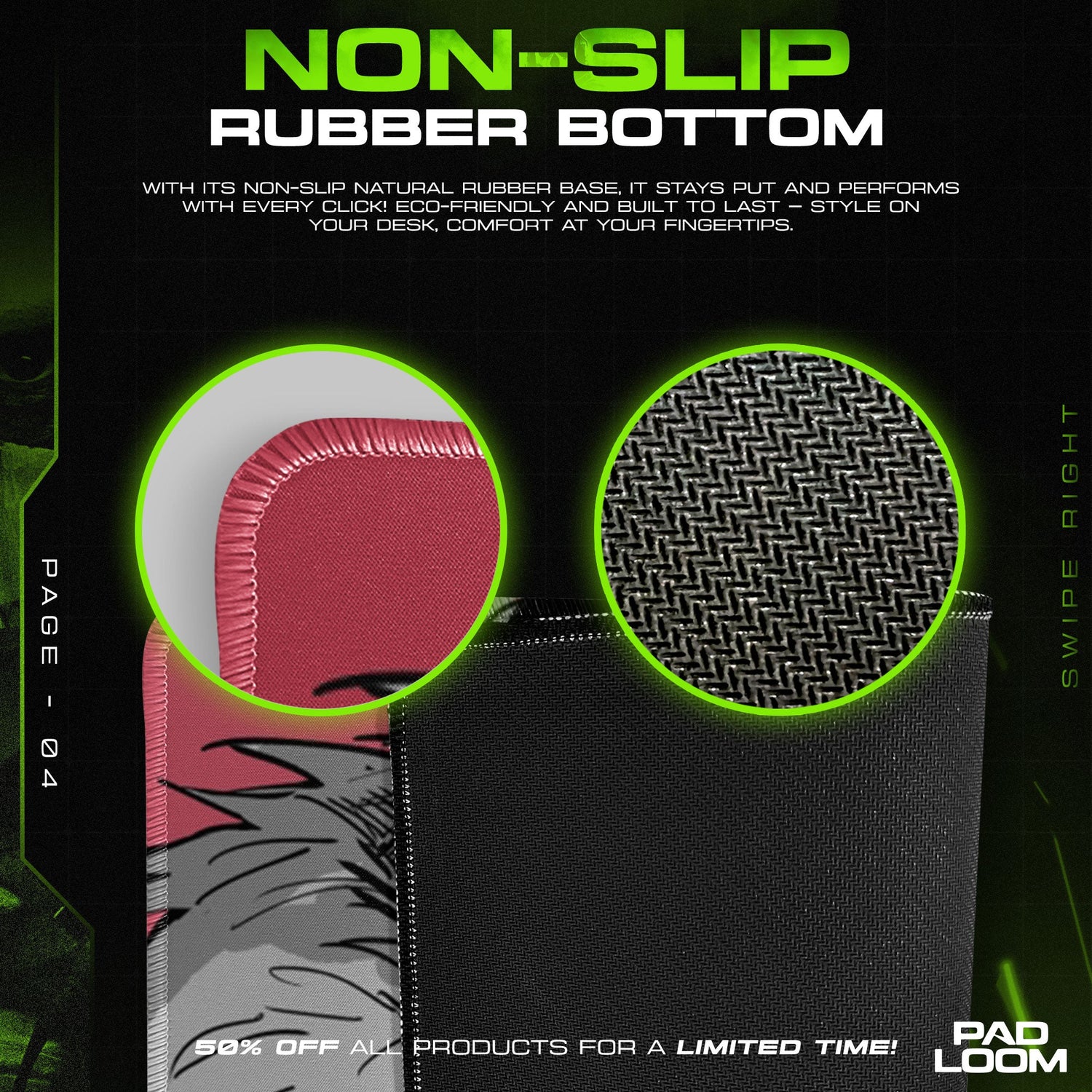 Jujutsu Kaisen Dark Trio Mouse Pad, Anime Gaming Desk Mat Padloom