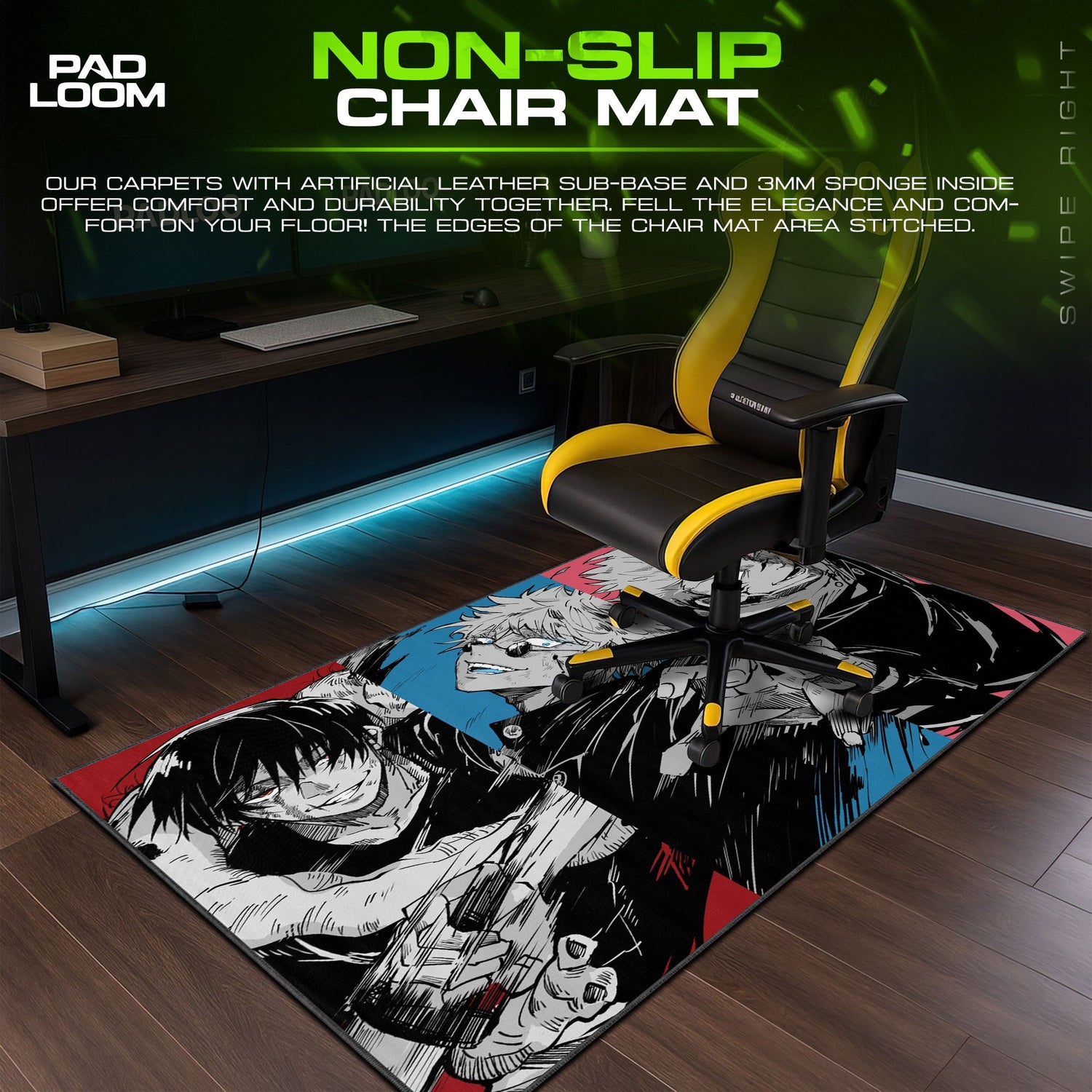 Jujutsu Kaisen Dark Trio Mouse Pad, Anime Gaming Desk Mat Padloom