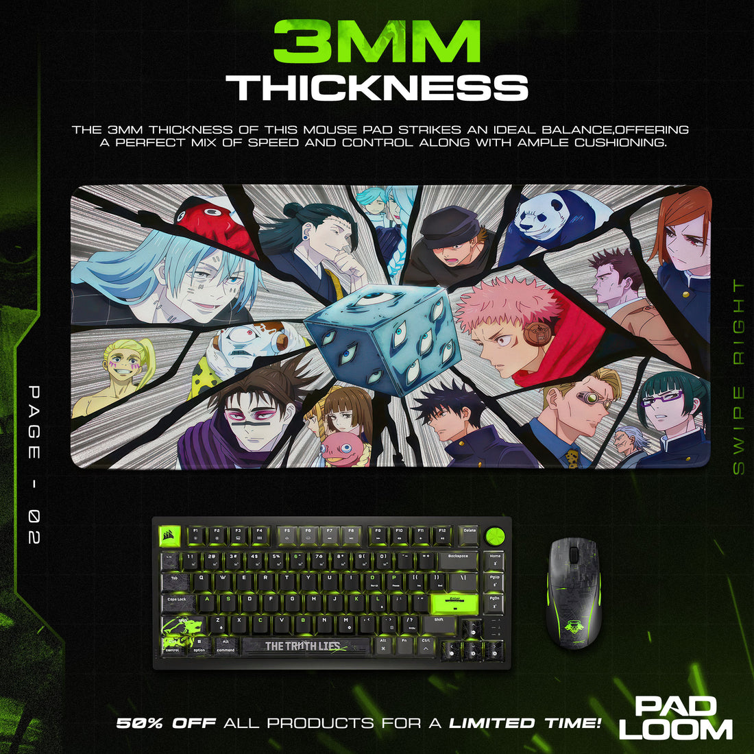 Jujutsu Kaisen Dice Clash Mouse Pad, Anime Gamer Desk Mat