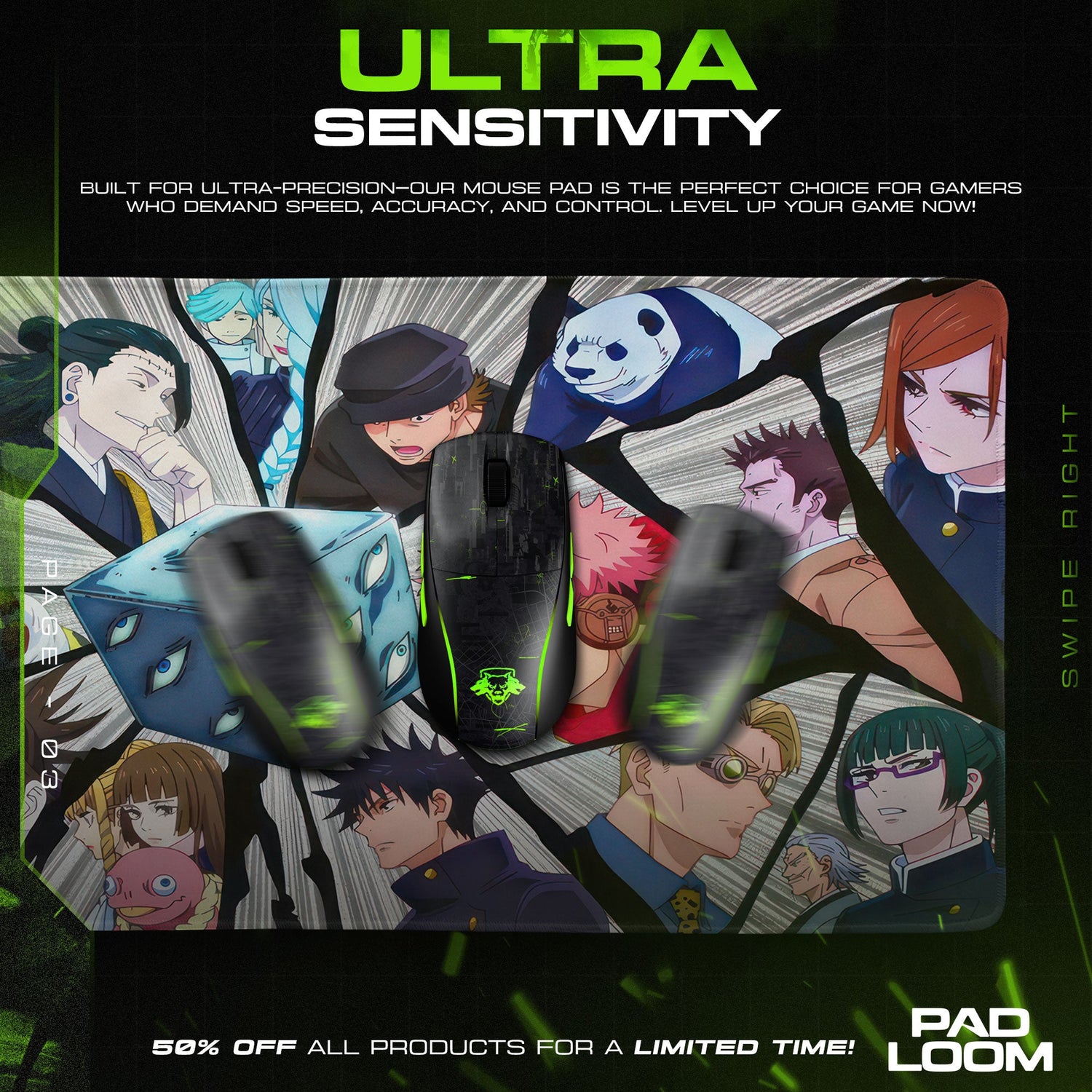 Jujutsu Kaisen Dice Clash Mouse Pad, Anime Gamer Desk Mat Padloom