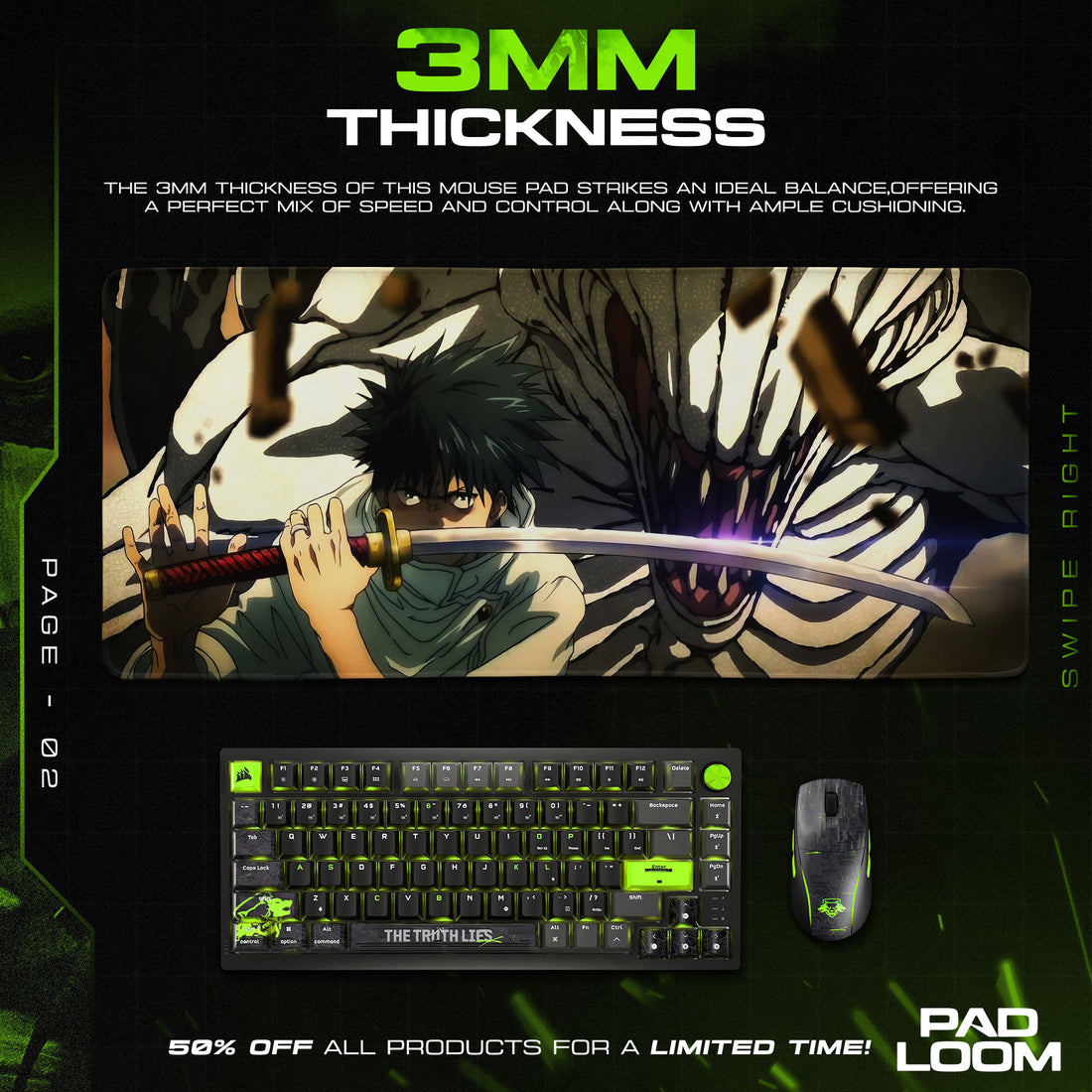 Jujutsu Kaisen Fushiguro Shikigami Mouse Pad, Anime Gaming Desk Mat