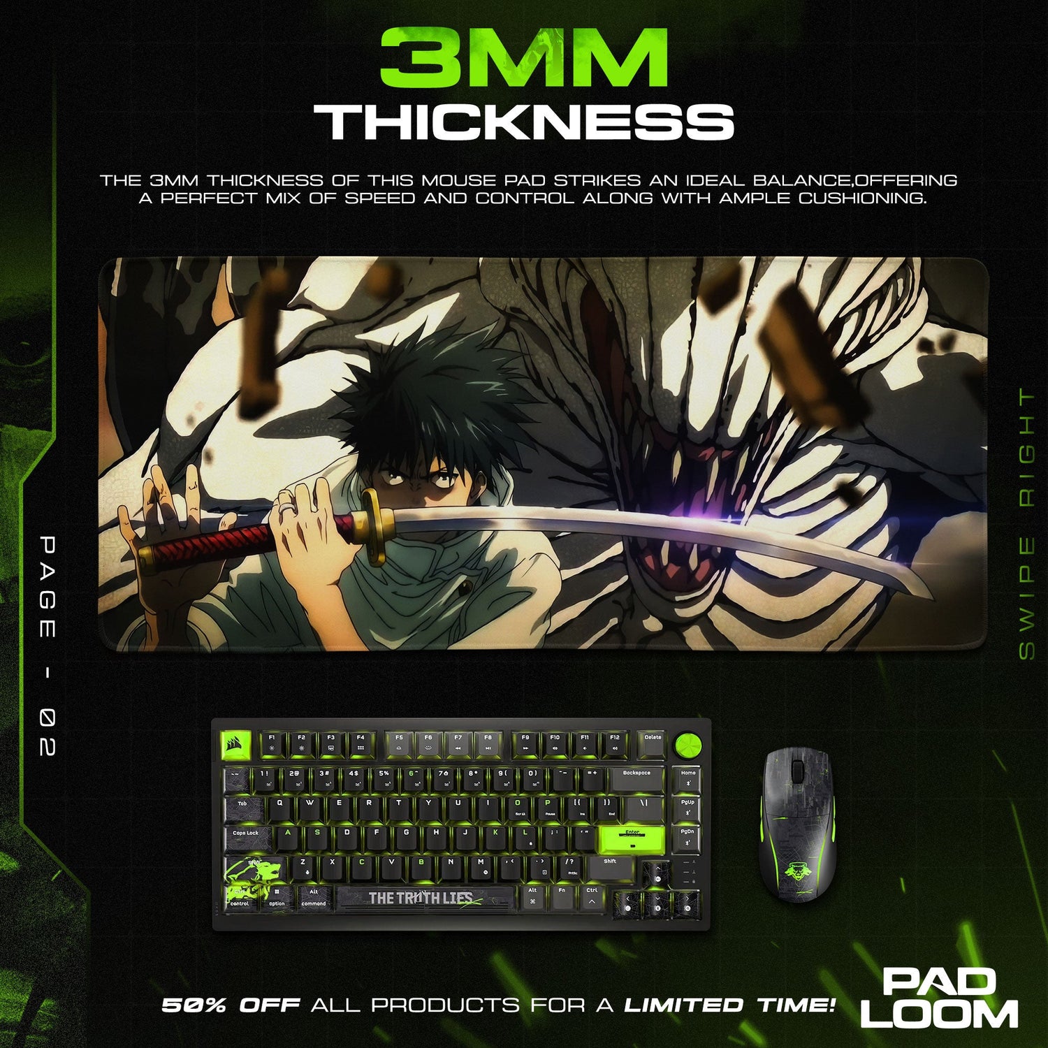 Jujutsu Kaisen Fushiguro Shikigami Mouse Pad, Anime Gaming Desk Mat Padloom