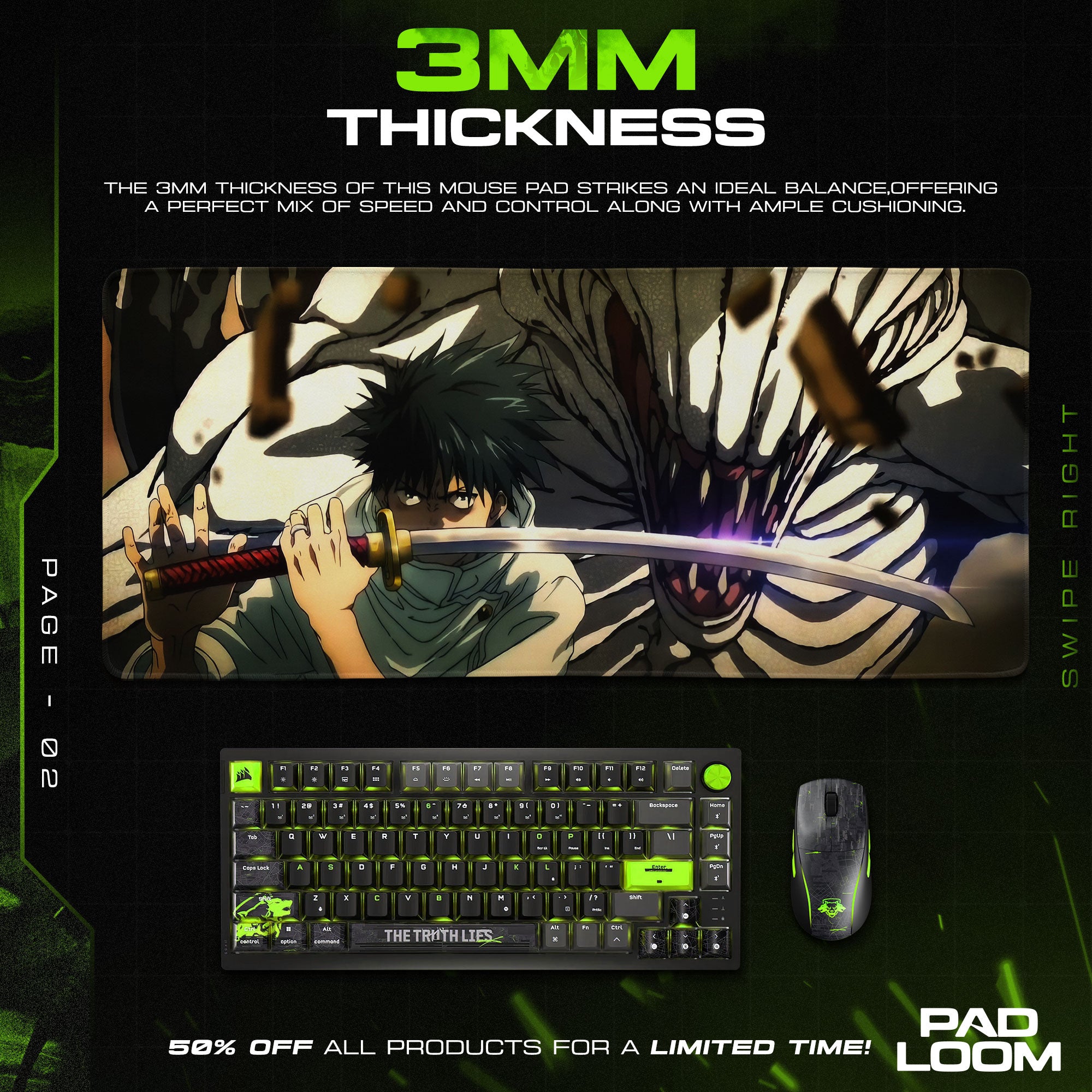Jujutsu Kaisen Fushiguro Shikigami Mouse Pad, Anime Gaming Desk Mat