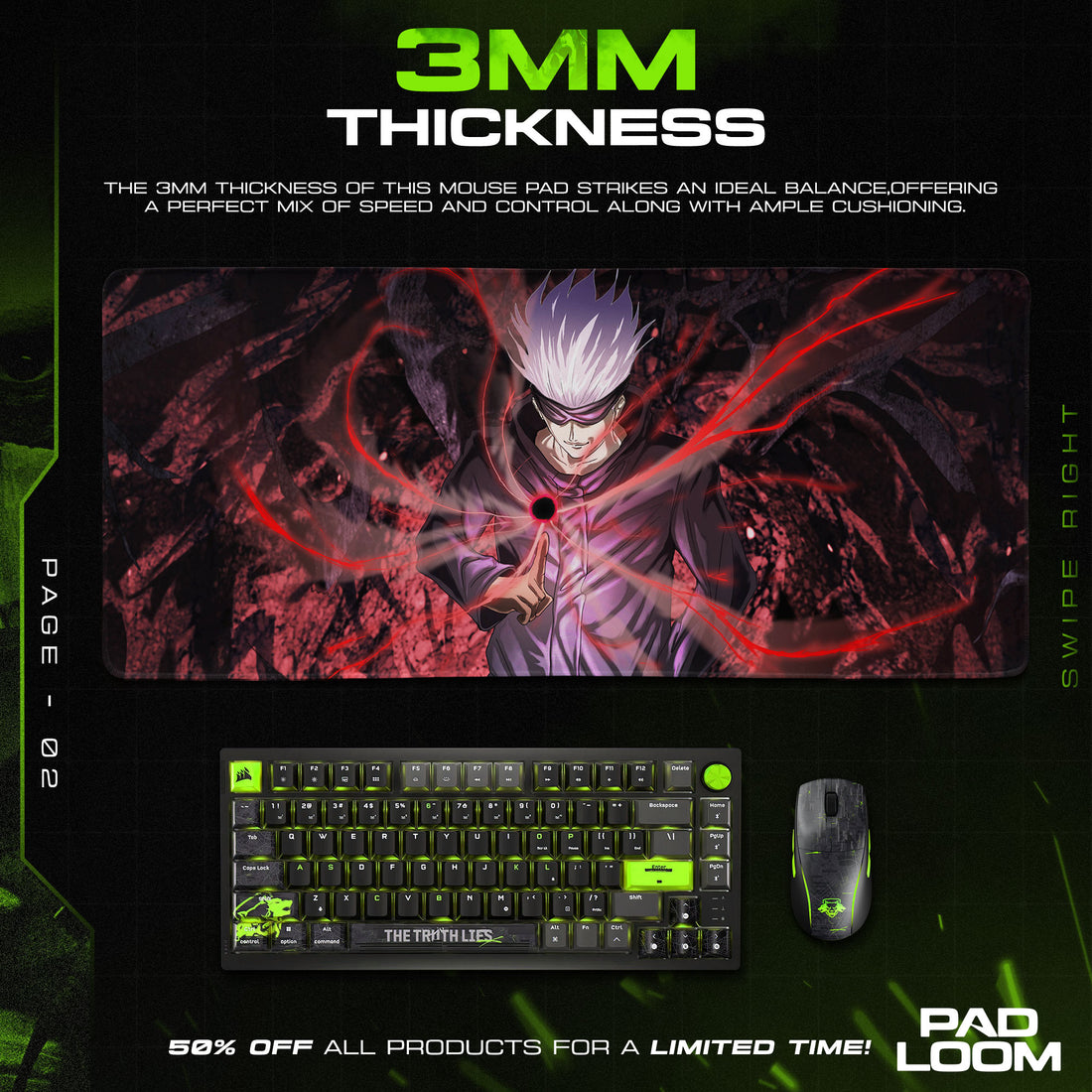 Jujutsu Kaisen Gojo Limitless Void Mouse Pad – Anime Gaming Desk Mat