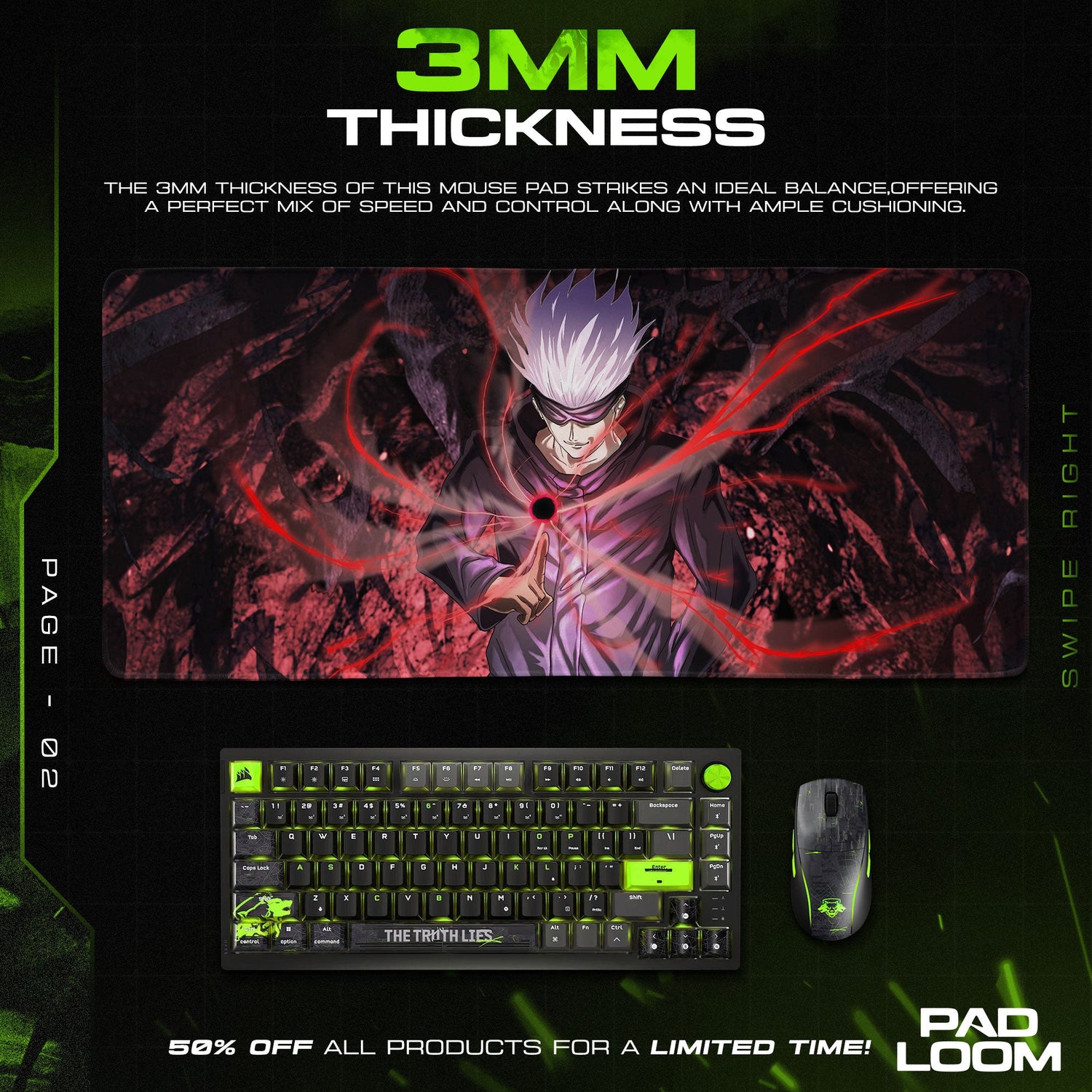 Jujutsu Kaisen Gojo Limitless Void Mouse Pad – Anime Gaming Desk Mat Padloom