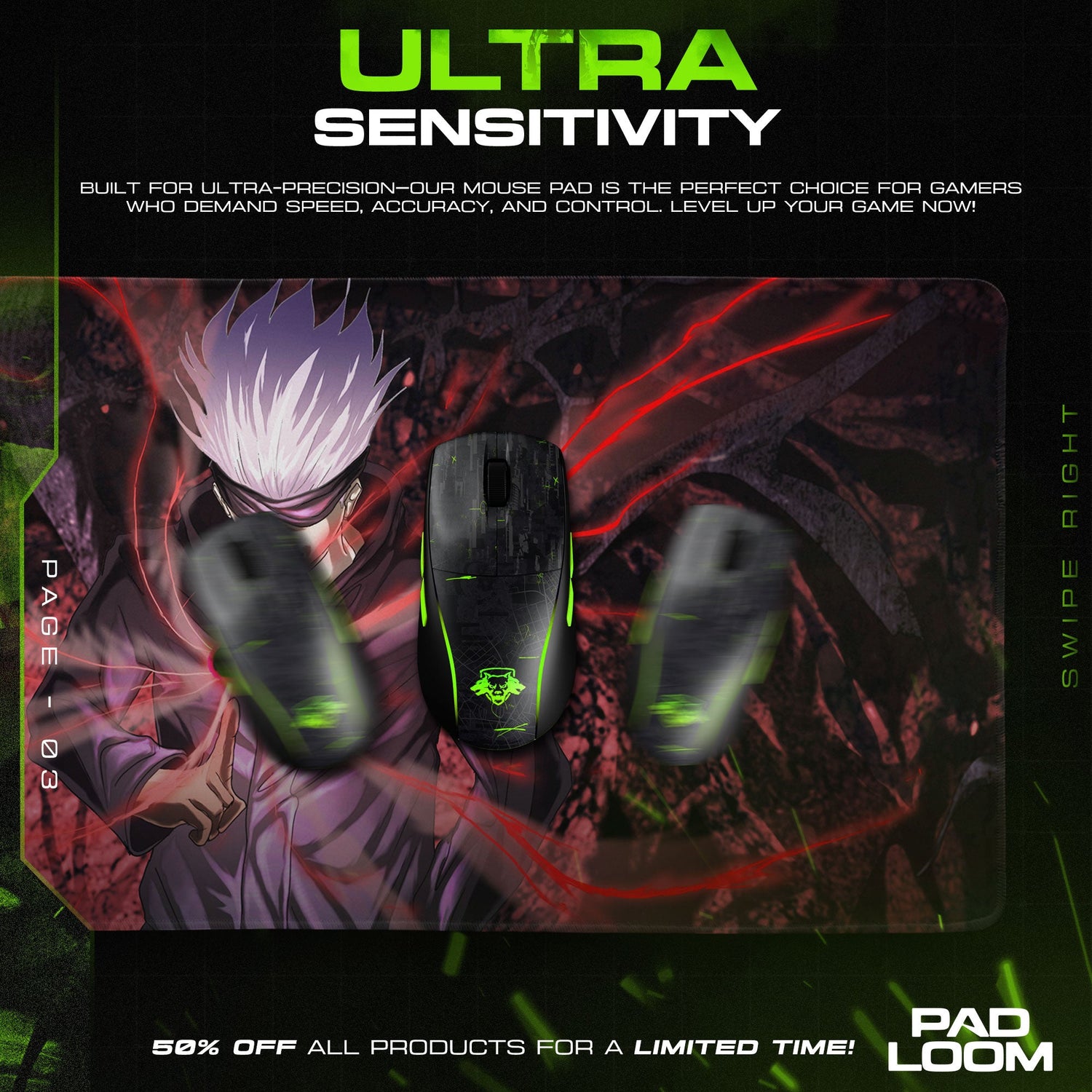 Jujutsu Kaisen Gojo Limitless Void Mouse Pad – Anime Gaming Desk Mat Padloom