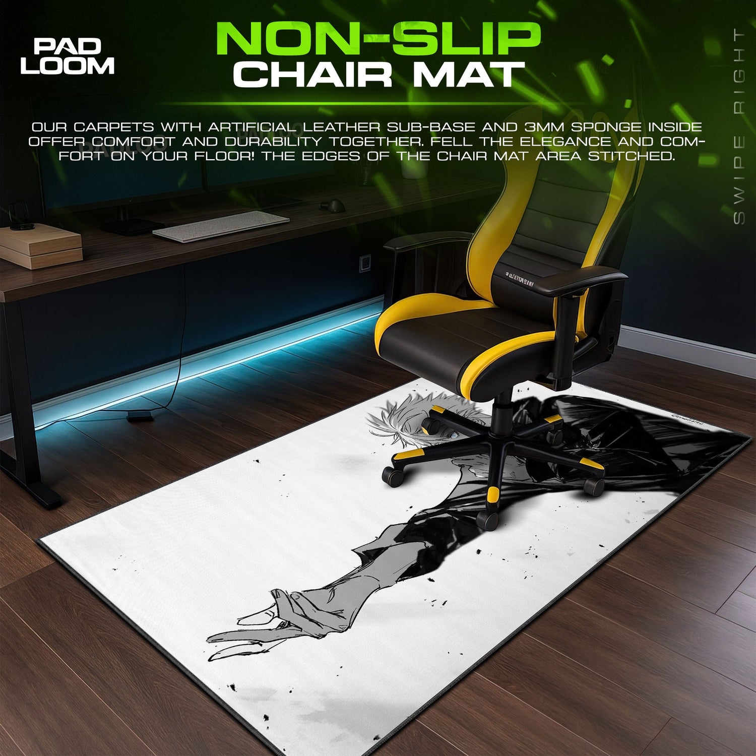 Jujutsu Kaisen Gojo Monochrome Mouse Pad, Anime Gaming Desk Mat Padloom