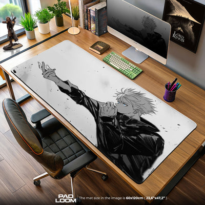 Jujutsu Kaisen Gojo Monochrome Mouse Pad, Anime Gaming Desk Mat