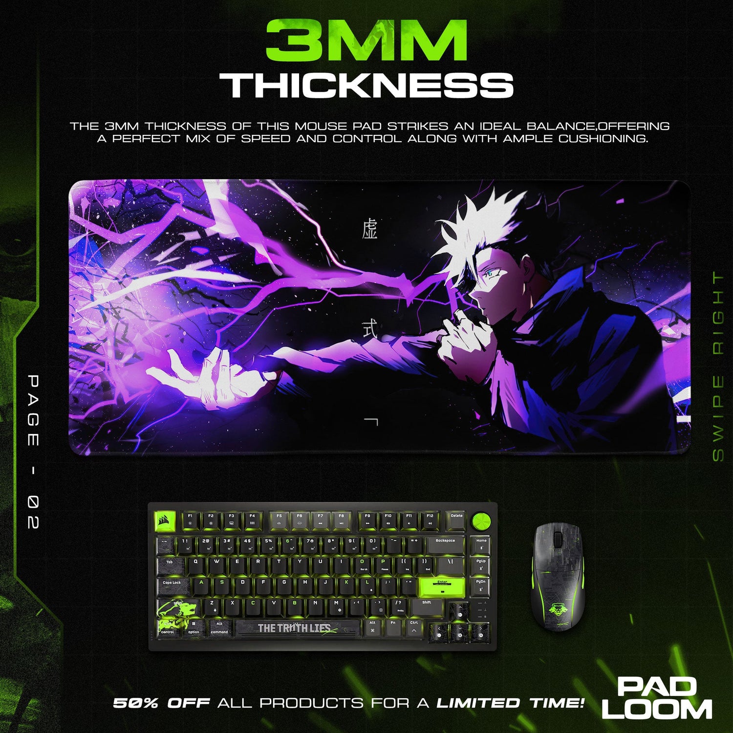 Jujutsu Kaisen Gojo Purple Hollow Mouse Pad – Anime Gaming Desk Mat Padloom