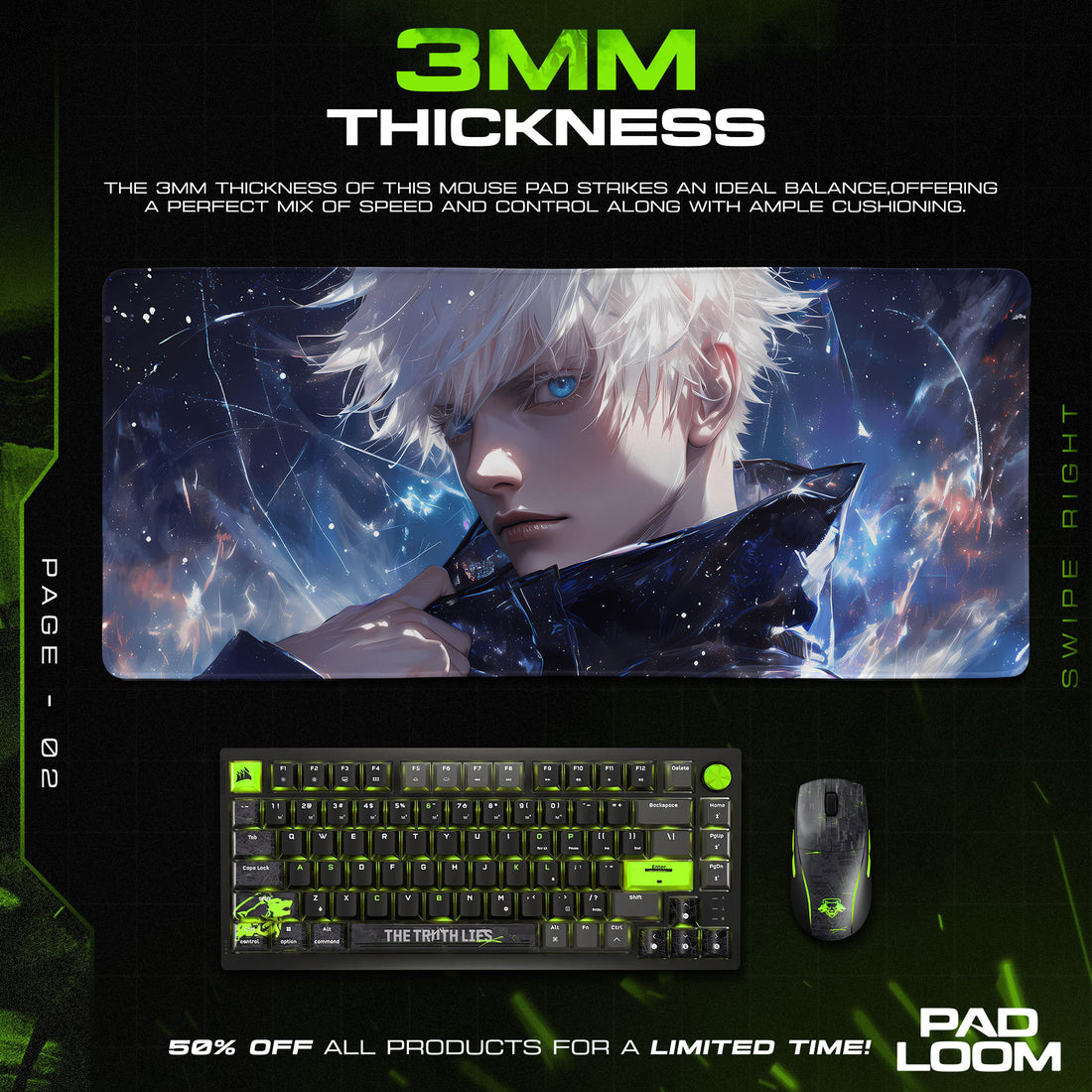 Jujutsu Kaisen Gojo Satoru Mouse Pad – Anime Desk Mat