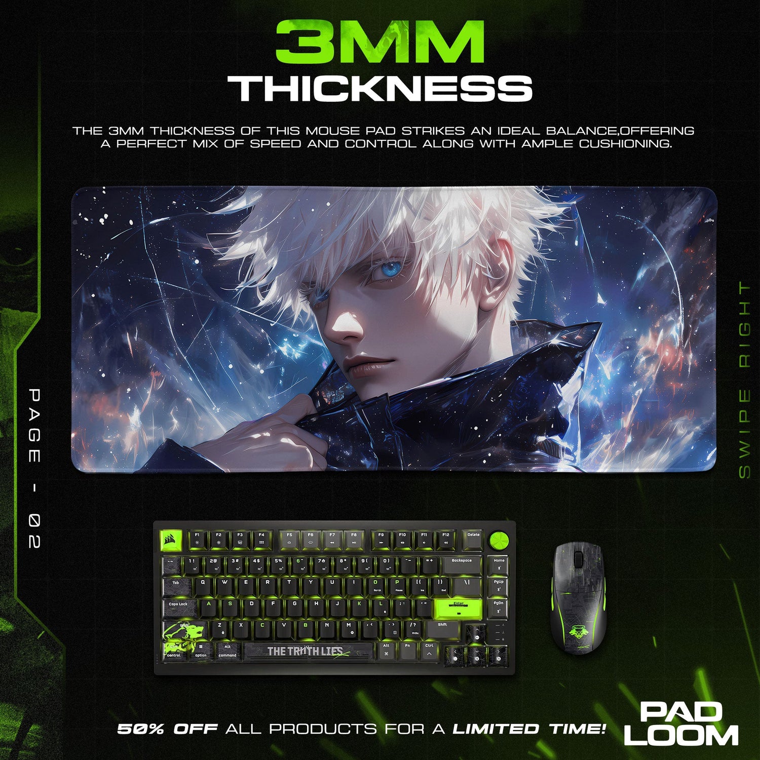 Jujutsu Kaisen Gojo Satoru Mouse Pad – Anime Desk Mat Padloom