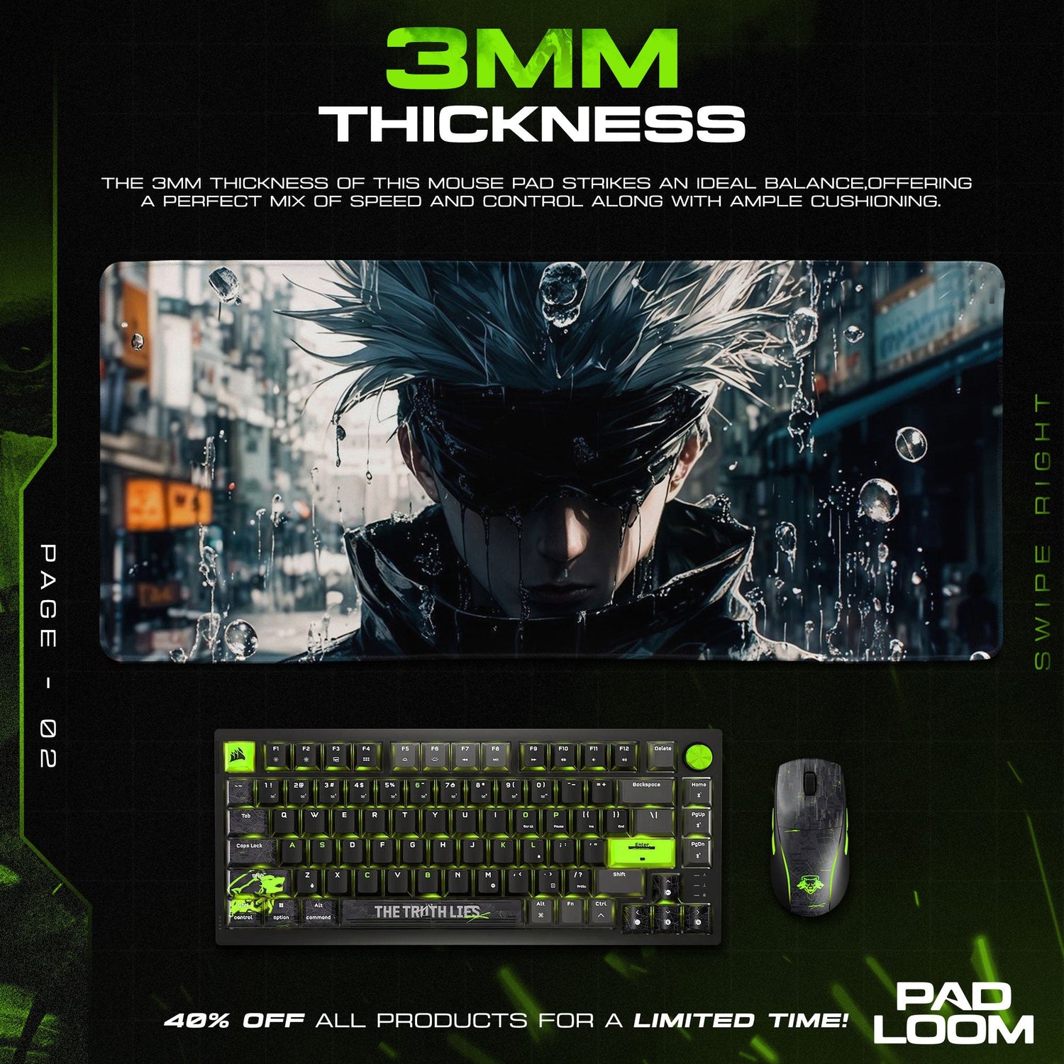 Jujutsu Kaisen Gojo Satoru Mouse Pad – Anime Gaming Desk Mat Padloom