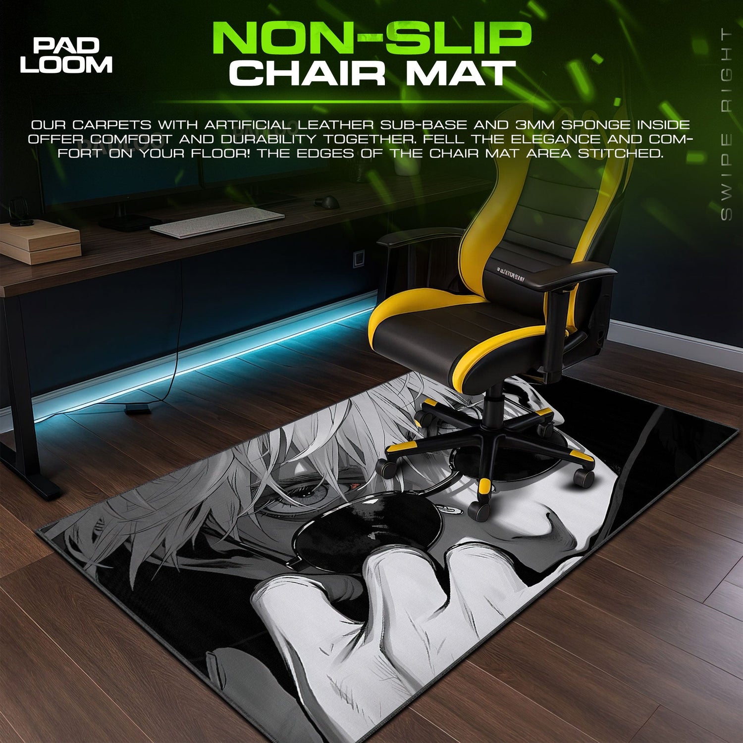 Jujutsu Kaisen Gojo Shades Mouse Pad, Anime Gaming Desk Mat Padloom