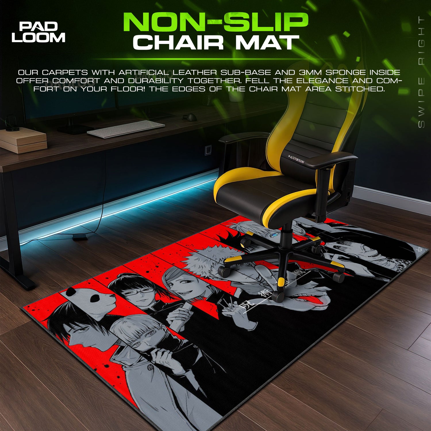 Jujutsu Kaisen Lineup Mouse Pad, Anime Gaming Desk Mat