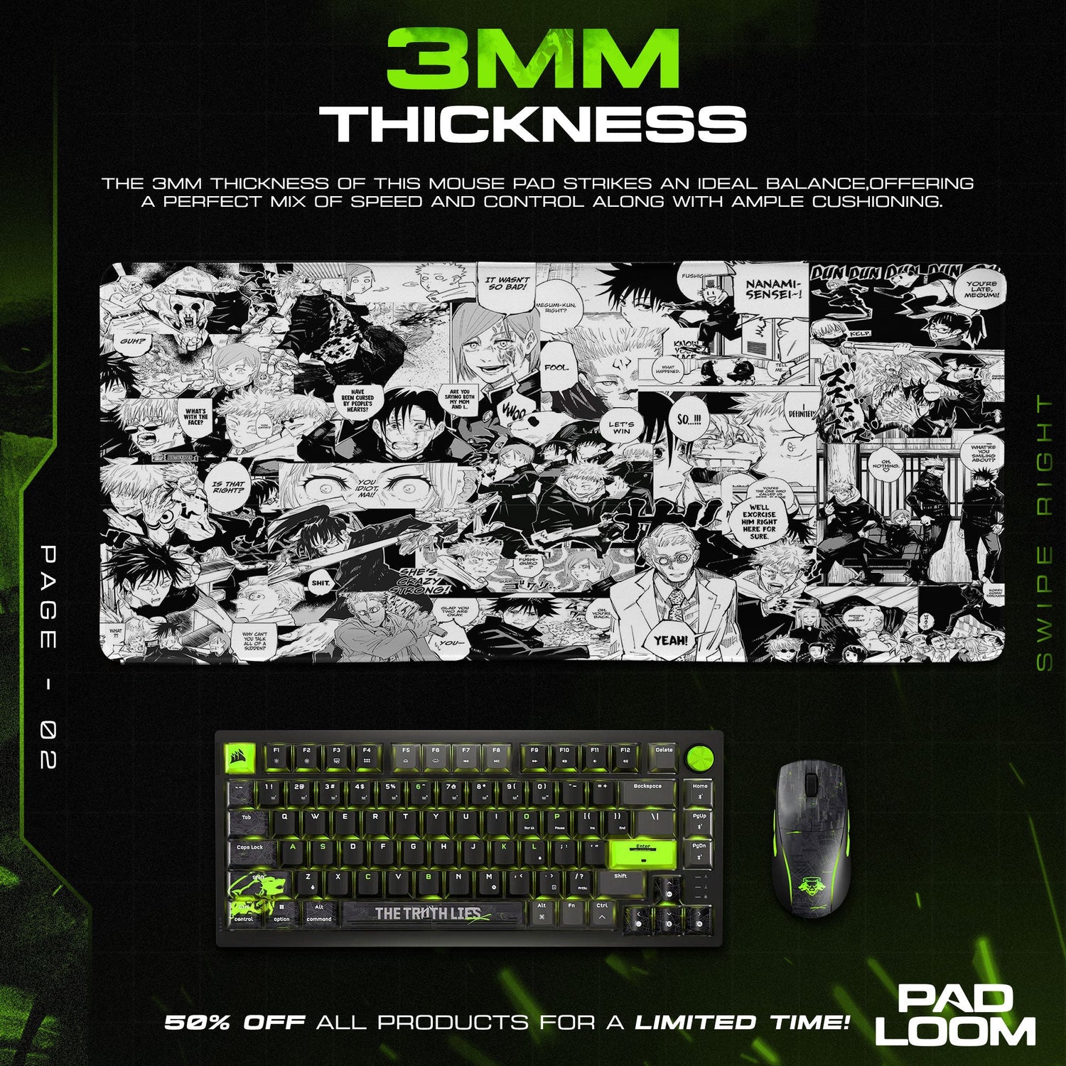 Jujutsu Kaisen Mouse Pad – Manga Collage Gamer Desk Mat Padloom