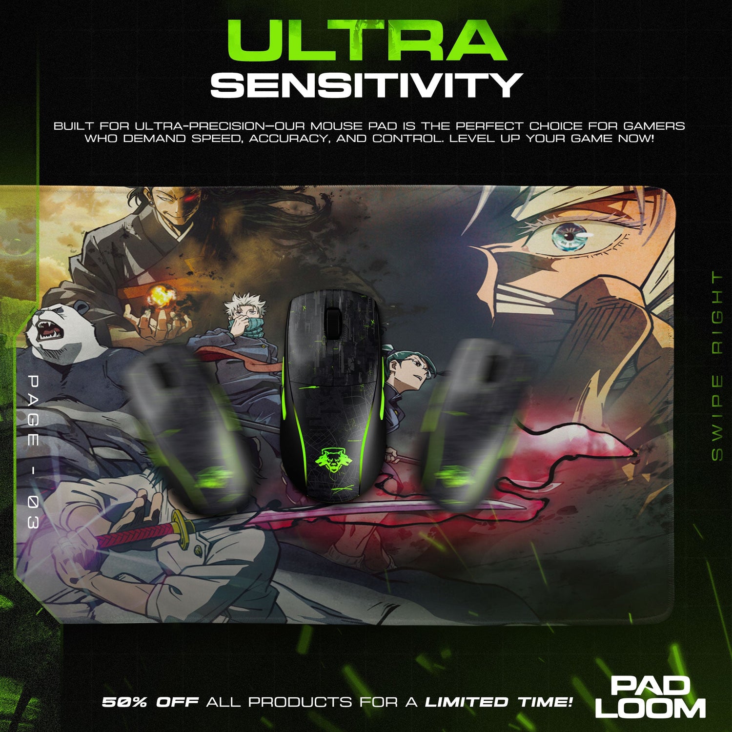Jujutsu Kaisen Mouse Pad - Cursed Alliance Anime Desk Mat Padloom
