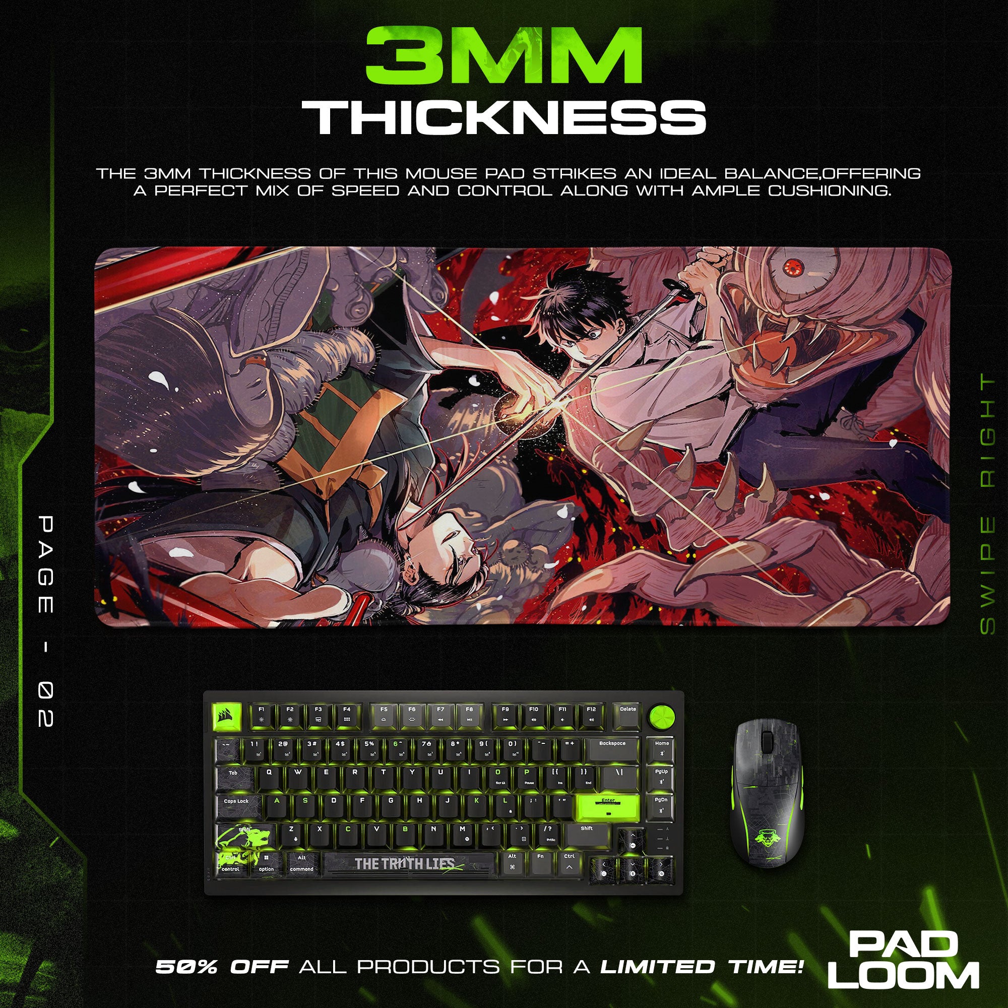 Jujutsu Kaisen Mouse Pad - Cursed Battle Anime Desk Mat