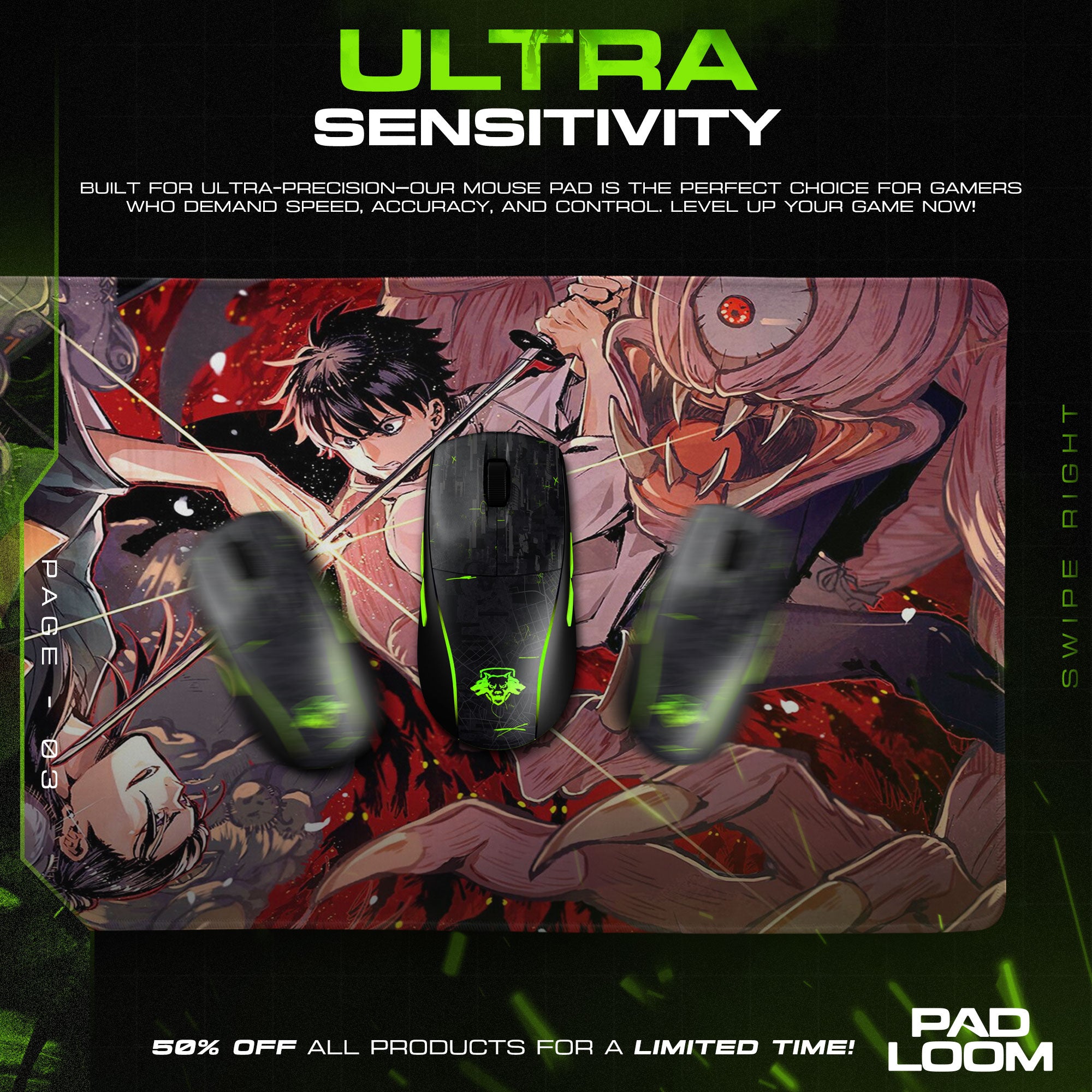 Jujutsu Kaisen Mouse Pad - Cursed Battle Anime Desk Mat