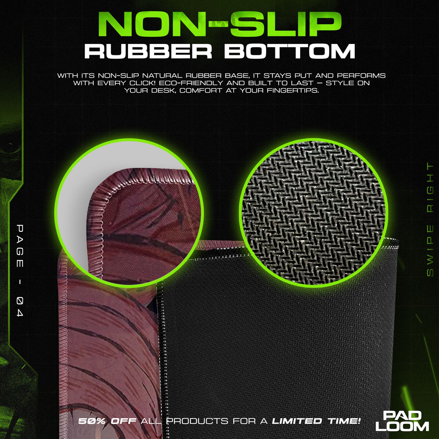 Detailed close-up of Jujutsu mouse pad pattern