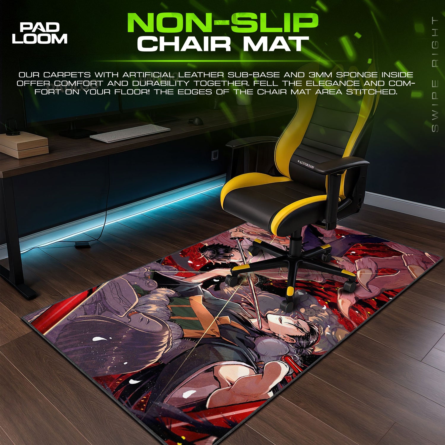 Jujutsu desk mat showing full Anime artwork