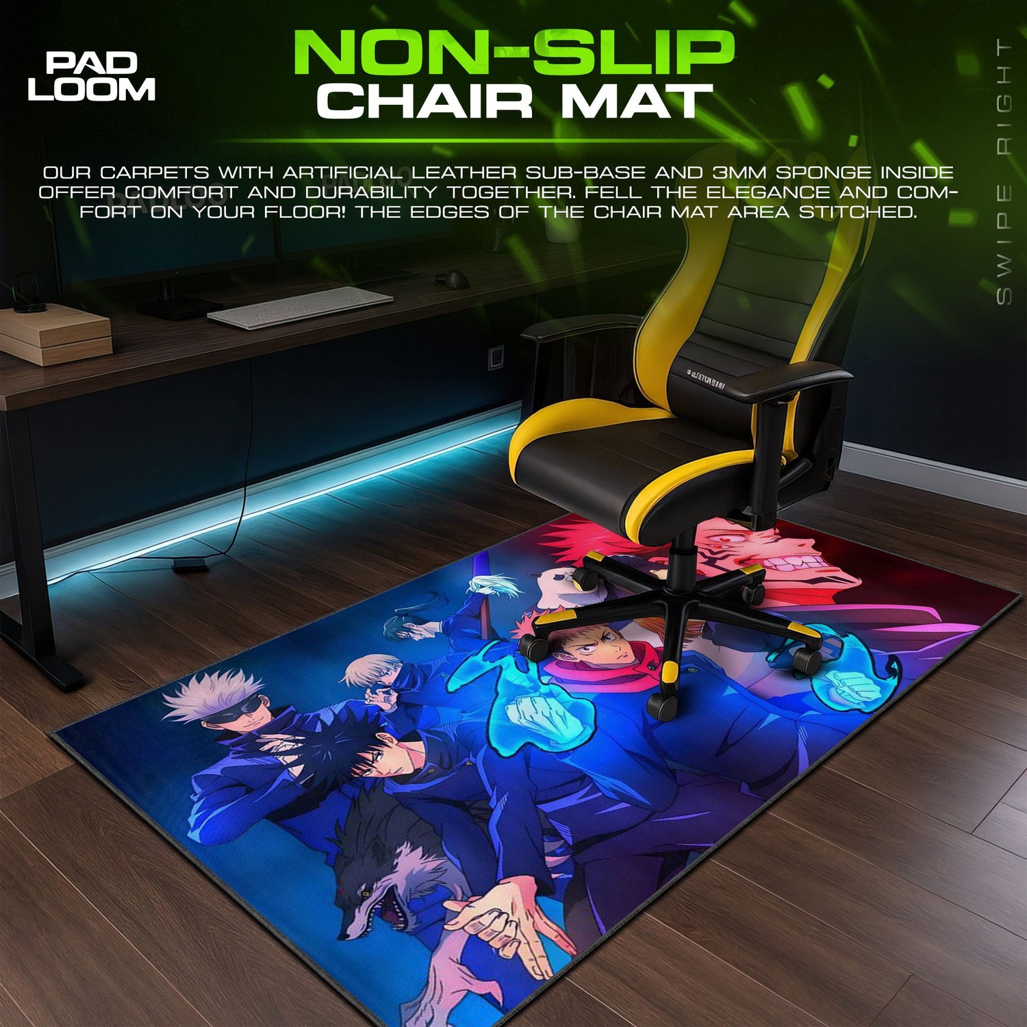 Jujutsu Kaisen Mouse Pad, Cursed Energy Anime Desk Mat Padloom