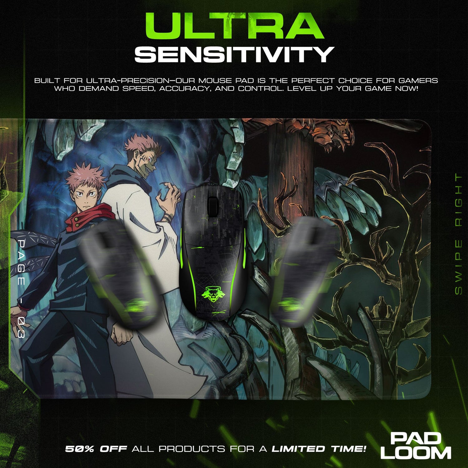 Jujutsu Kaisen Mouse Pad - Dual Soul Anime Desk Mat Padloom