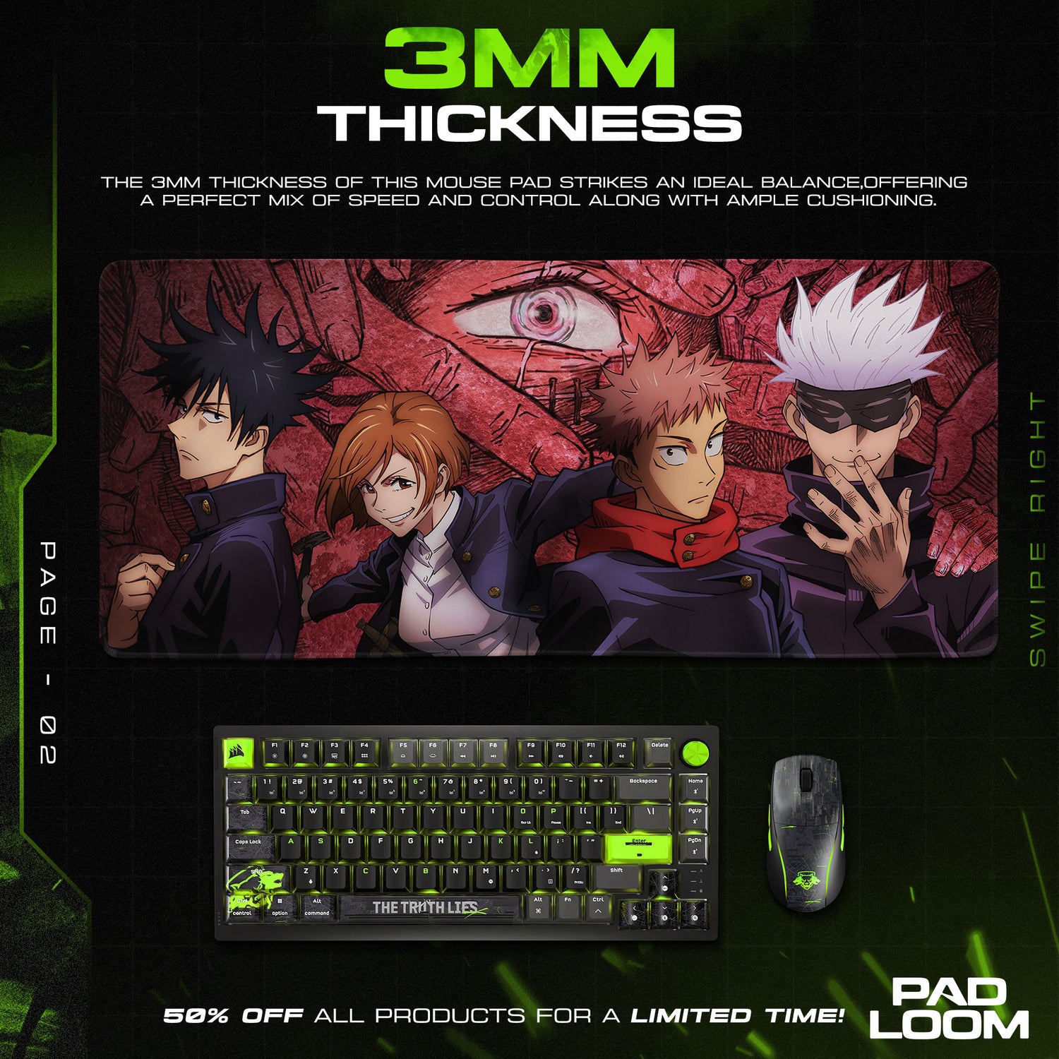 Jujutsu Kaisen Mouse Pad - Sorcerer Squad Anime Desk Mat