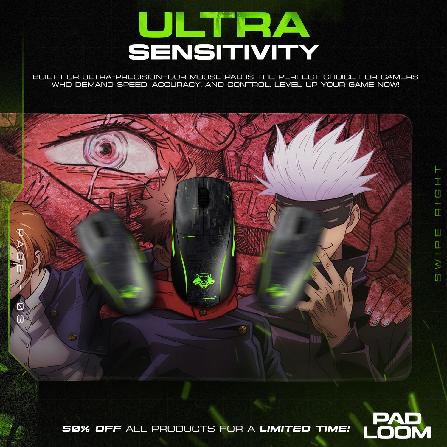 Jujutsu Kaisen Mouse Pad - Sorcerer Squad Anime Desk Mat